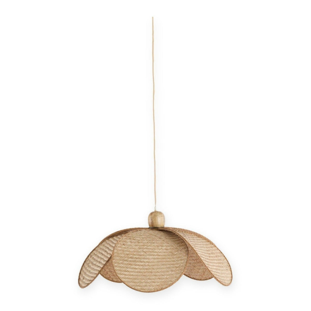 Lavrio Webbing Natural & Wood Petal Pendant Light 48cm