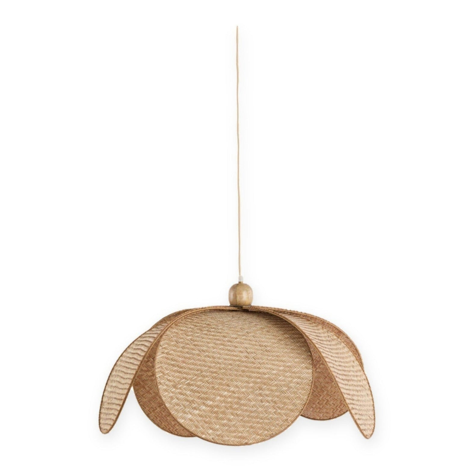 Lavrio Webbing Natural & Wood Petal Pendant Light 60.5cm