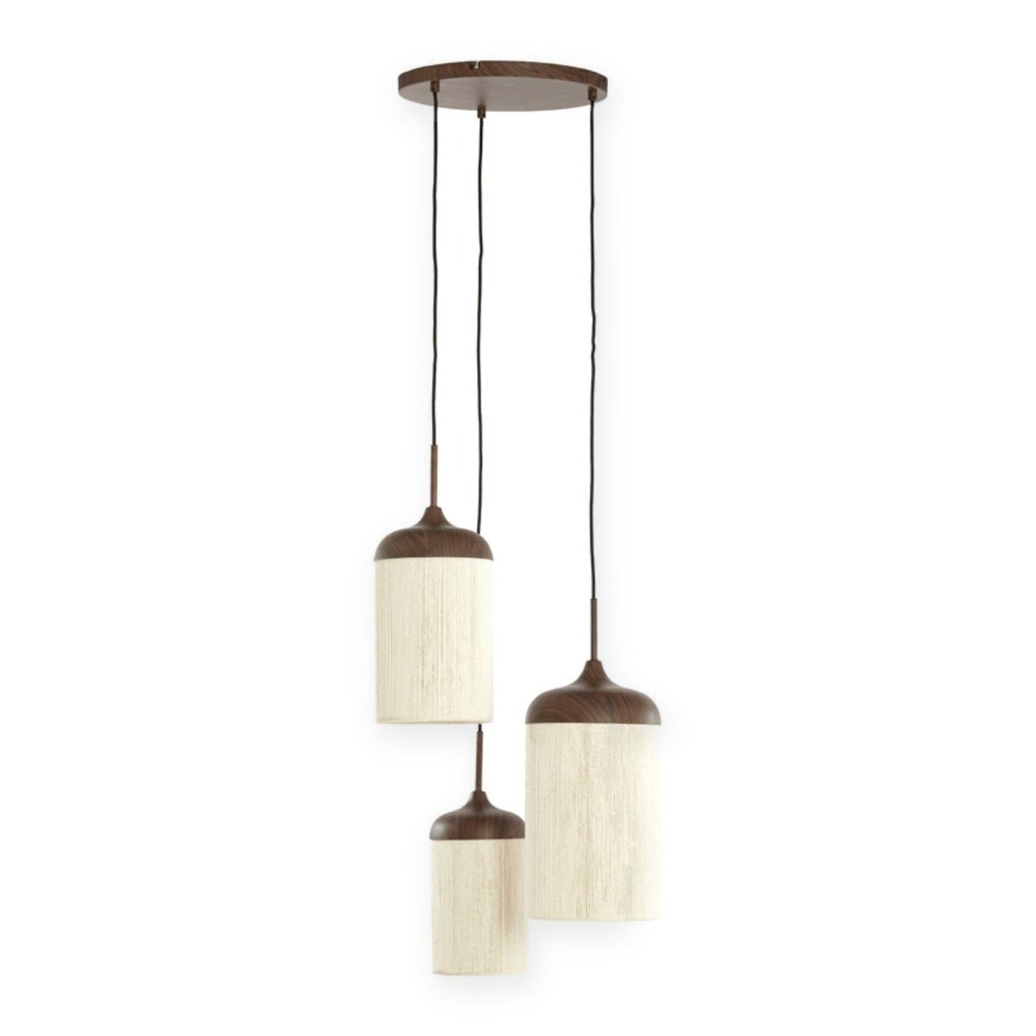 Dania Dark Brown & Cream Rope 3 Light Pendant Light 35cm