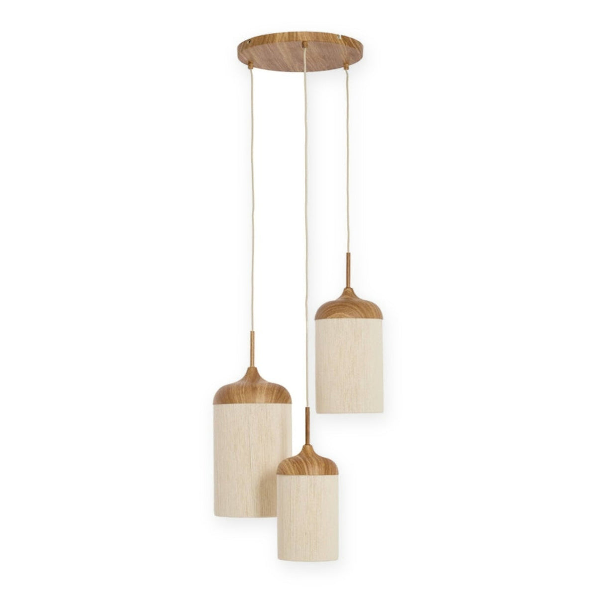 Dania Natural & Cream Rope 3 Light Pendant Light 35cm