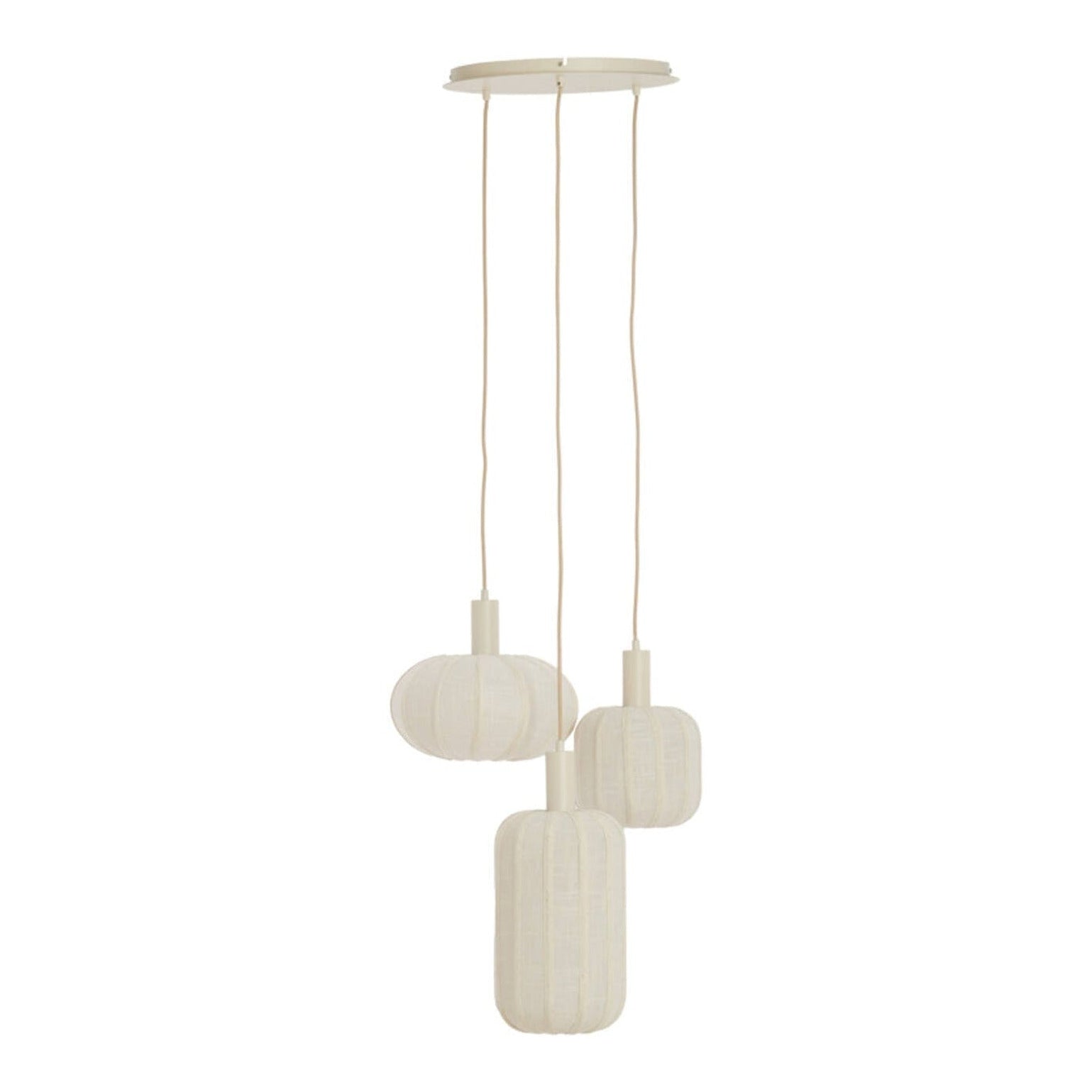 Tufia Cream Linen 3 Light Pendant Light 38cm