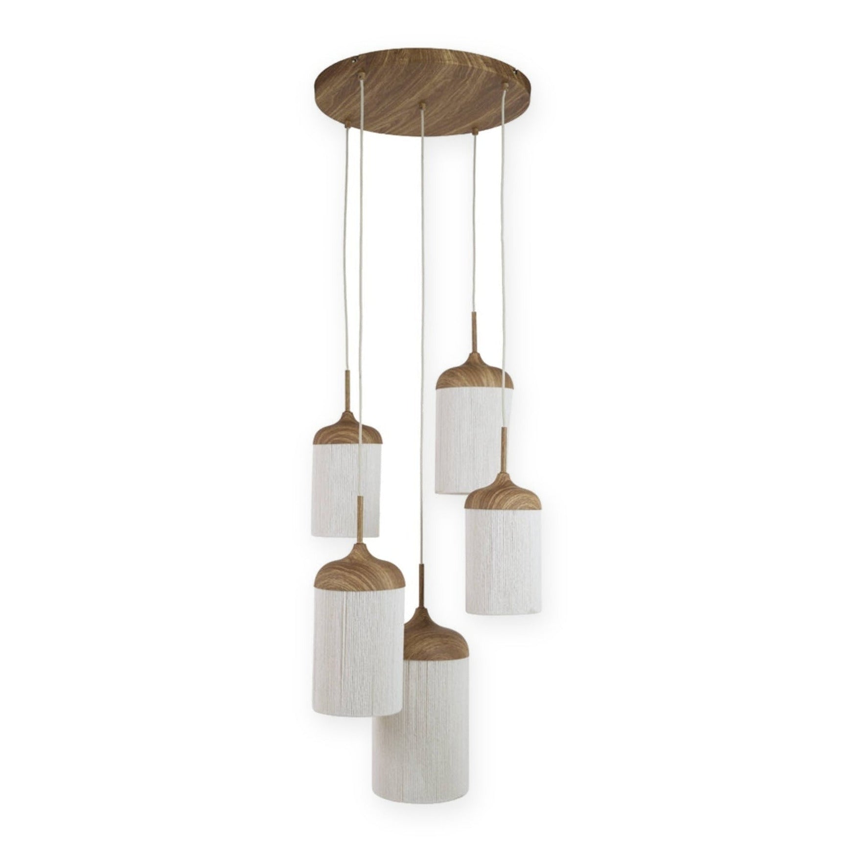 Dania Natural & Cream Rope 5 Light Pendant Light 50cm