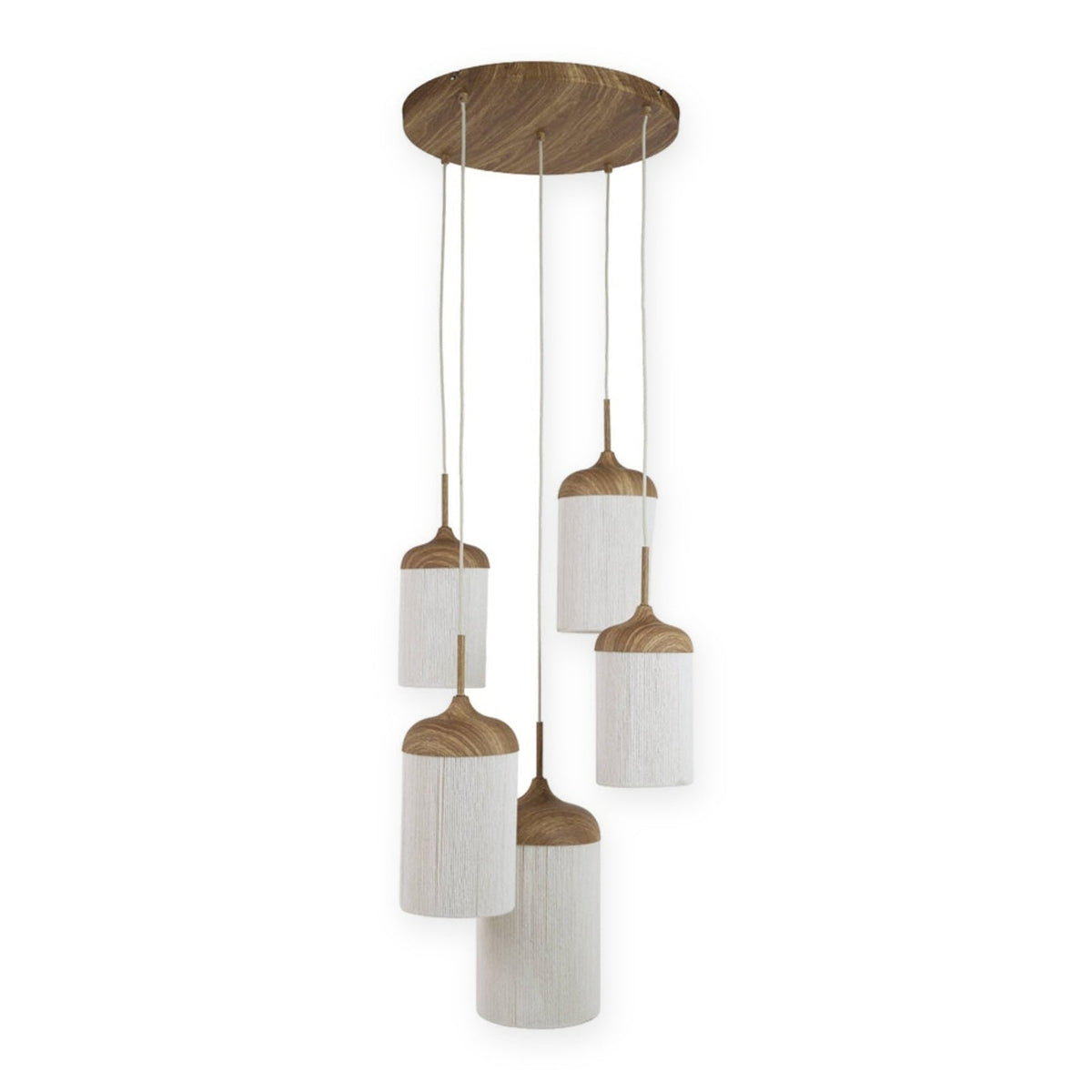 Dania Natural & Cream Rope 5 Light Pendant Light 50cm