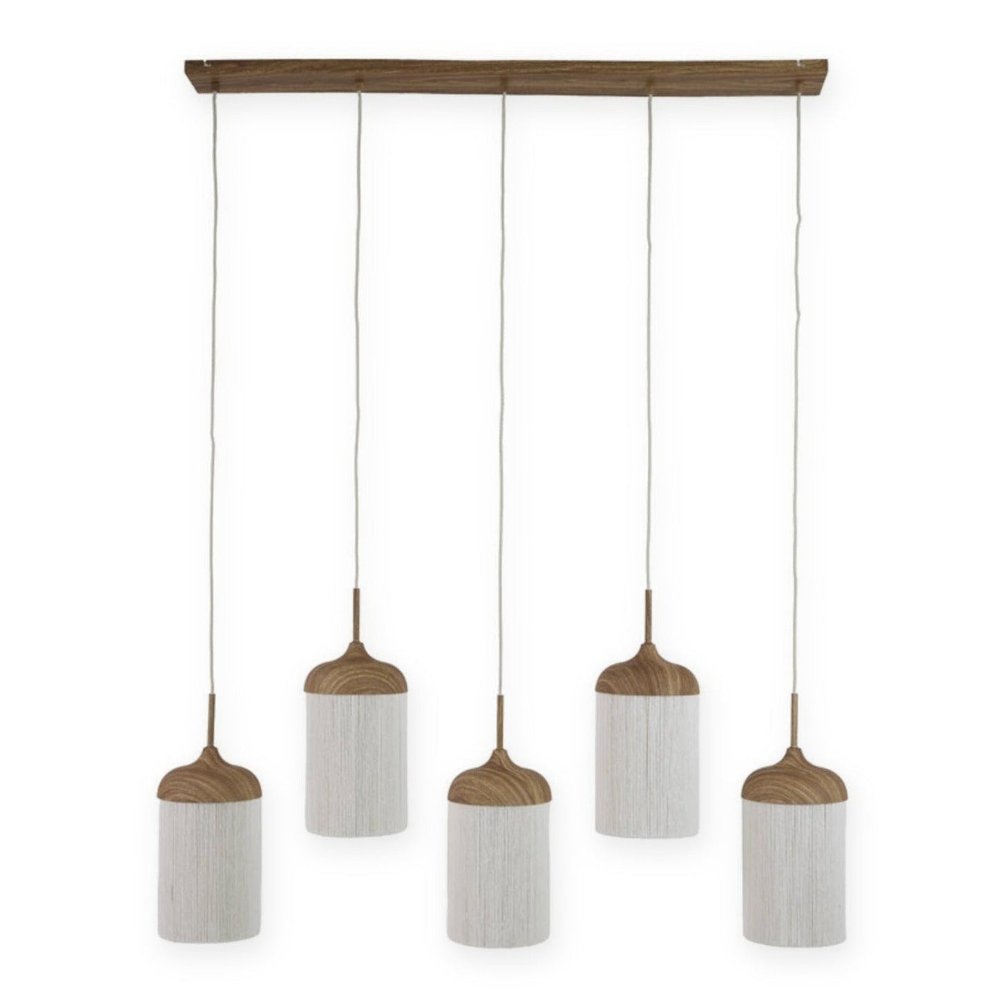 Dania Natural & Cream Rope 5 Light Pendant Light 117cm