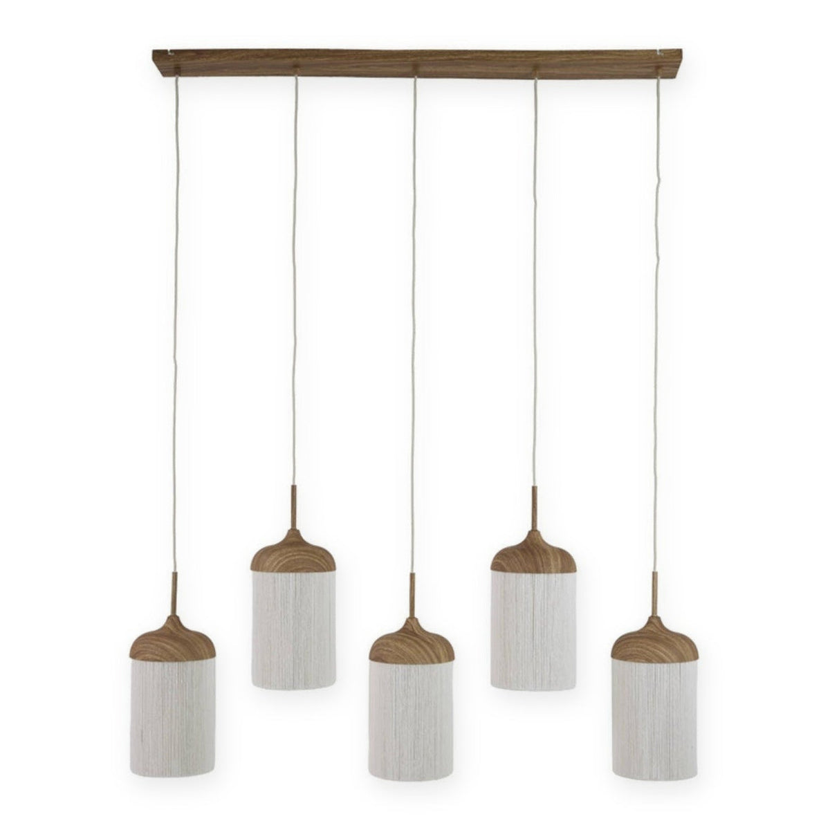 Dania Natural & Cream Rope 5 Light Pendant Light 117cm