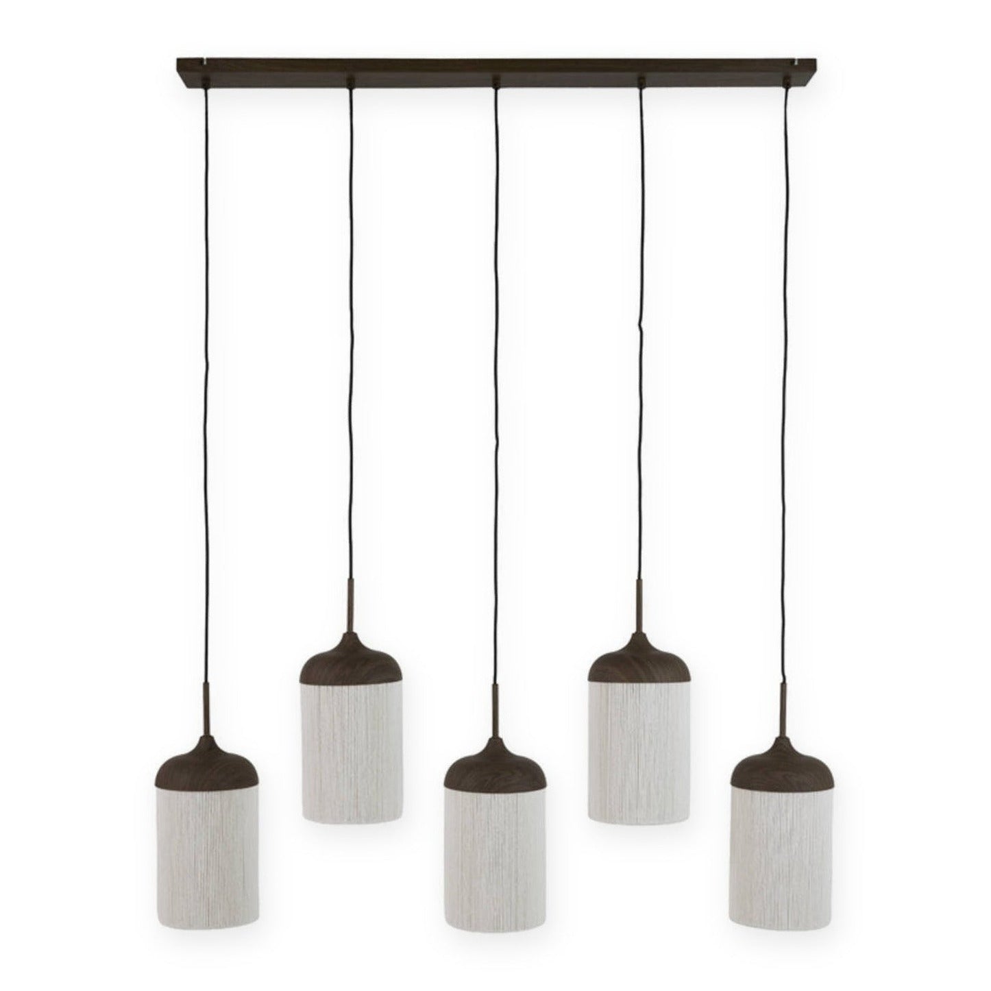 Dania Dark Brown & Cream Rope 5 Light Pendant Light 117cm
