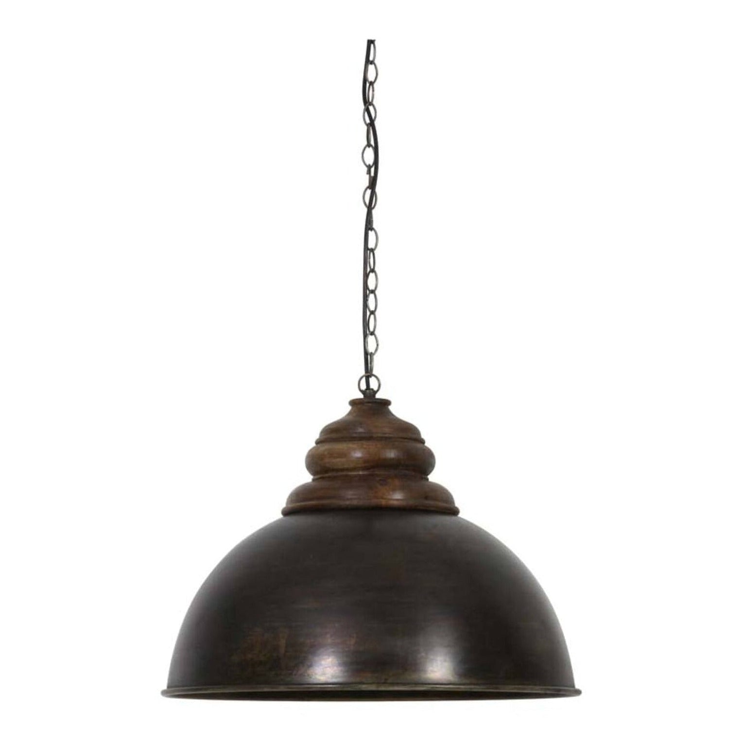 Leia Black Zinc & Top Brown Wood Pendant Light