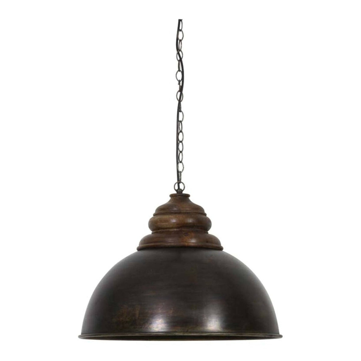 Leia Black Zinc & Top Brown Wood Pendant Light