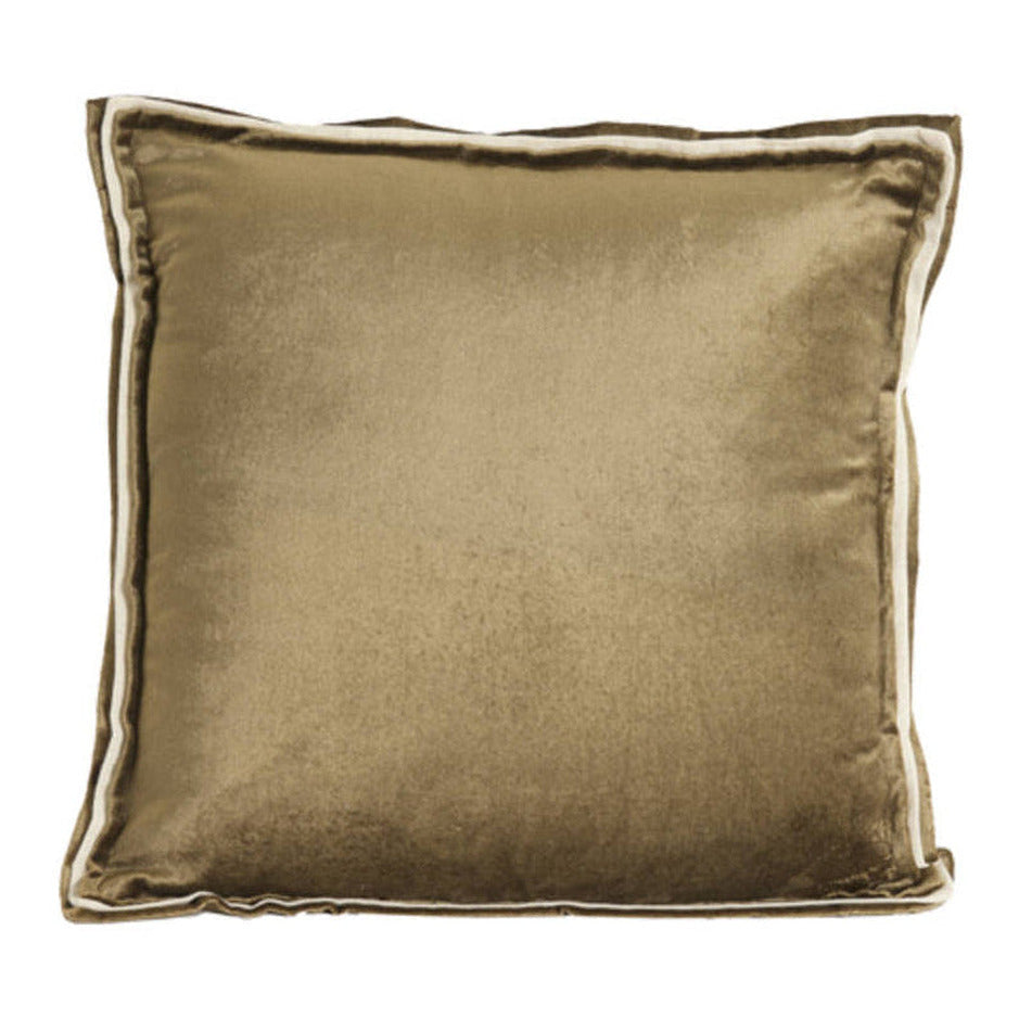 Baxley Olive Green Velvet & Natural Linen Square Cushion 45x45cm
