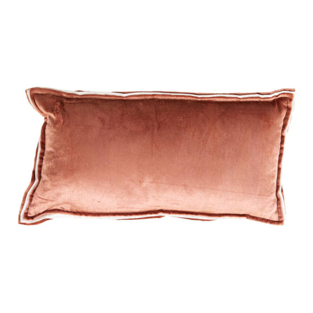 Baxley Dusty Pink Velvet & Natural Linen Rectangular Cushion 60x30cm