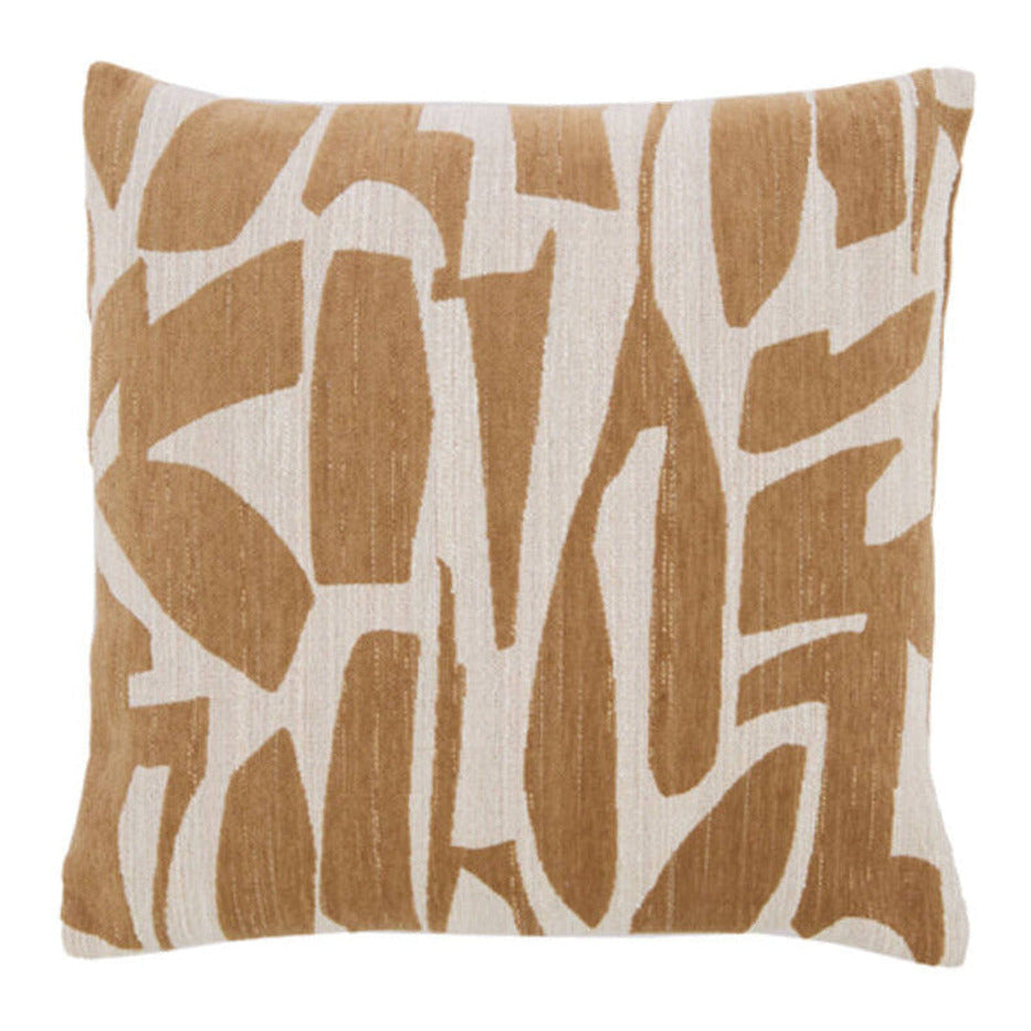 Peoria Ochre Yellow & Cream Abstract Feather Filled Square Cushion 45x45cm