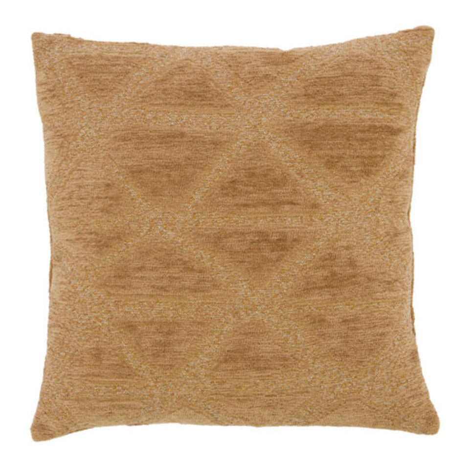 Muncie Ochre Yellow Geometric Feather Filled Square Cushion 45x45cm