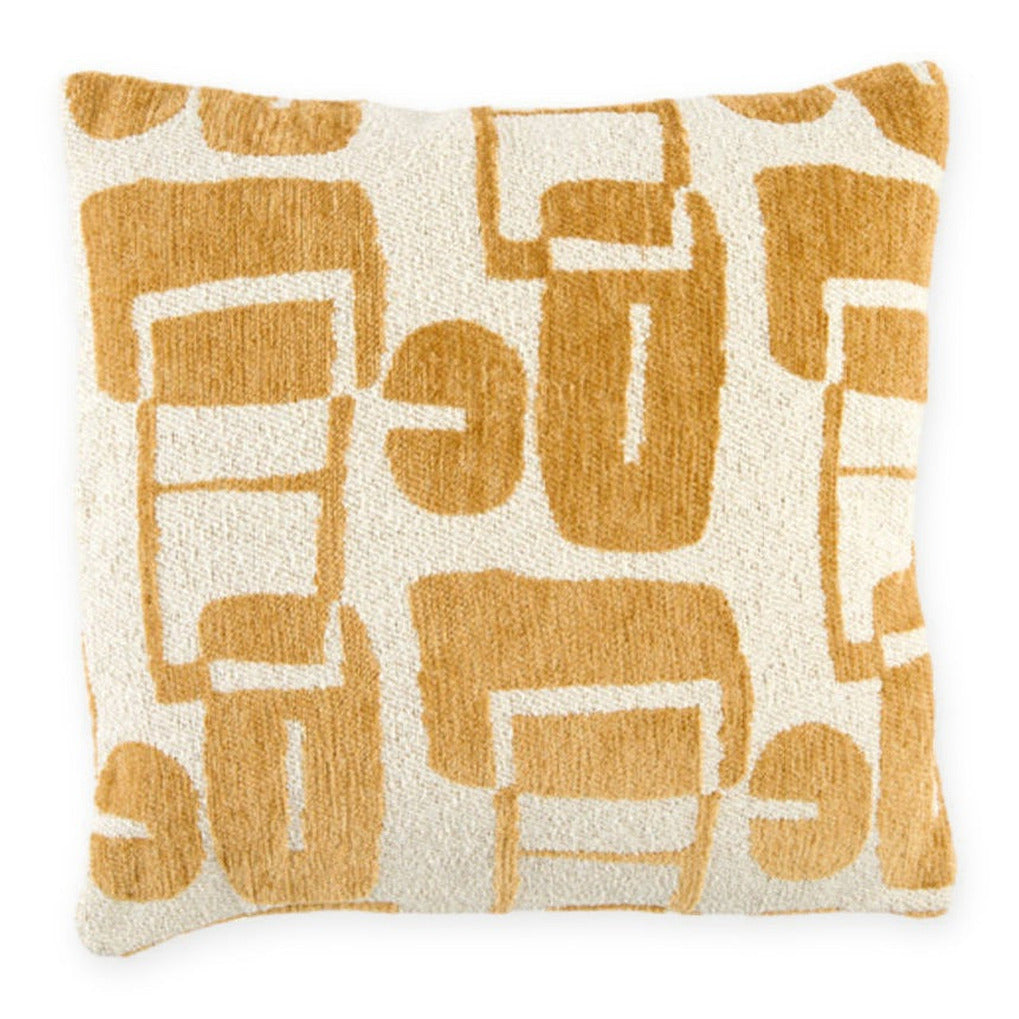 Lyss Mustard Yellow & Cream Abstract Feather Filled Square Cushion 45x45cm