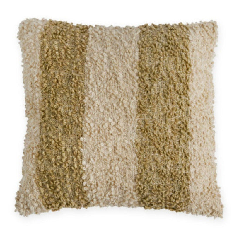 Nimba Sand & Olive Green Striped Square Cushion 45x45cm