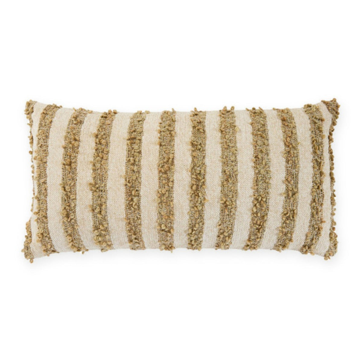 Nimba Sand & Olive Green Striped Rectangular Cushion 60x30cm