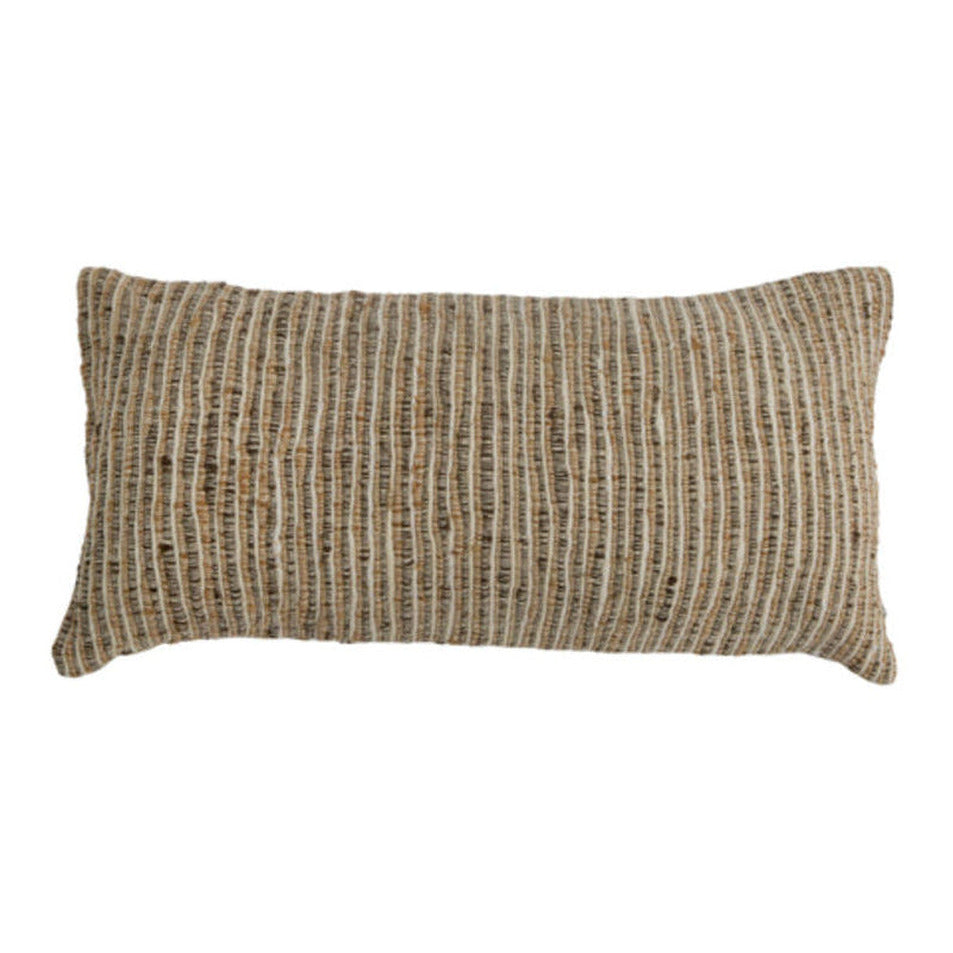 Lunca Cream & Brown Striped Rectangular Cushion 60x30cm