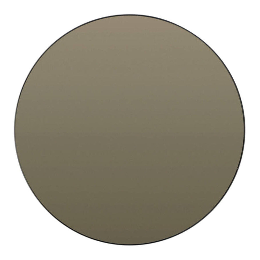Espejo Smoked Glass & Black Round Wall Mirror 116cm
