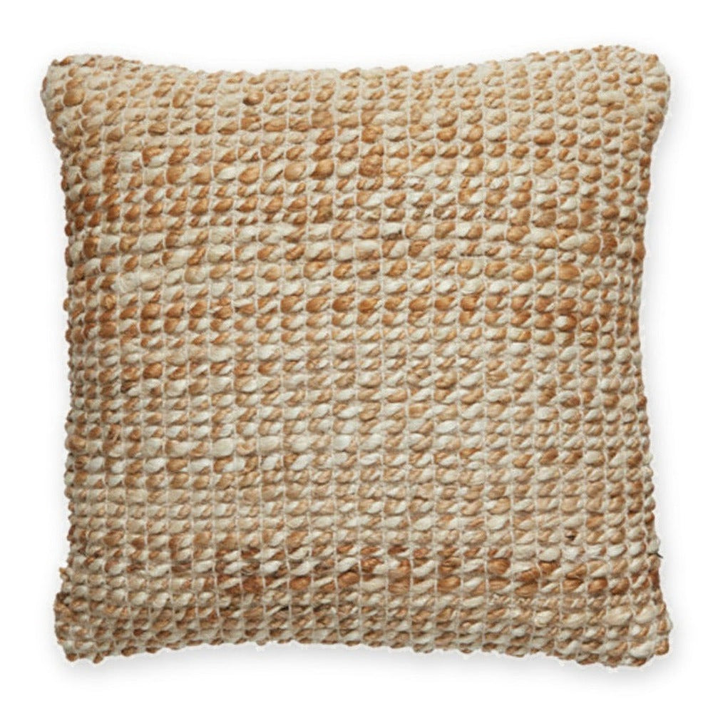 Jolita Natural/Brown Jute Woven Square Cushion 45x45cm
