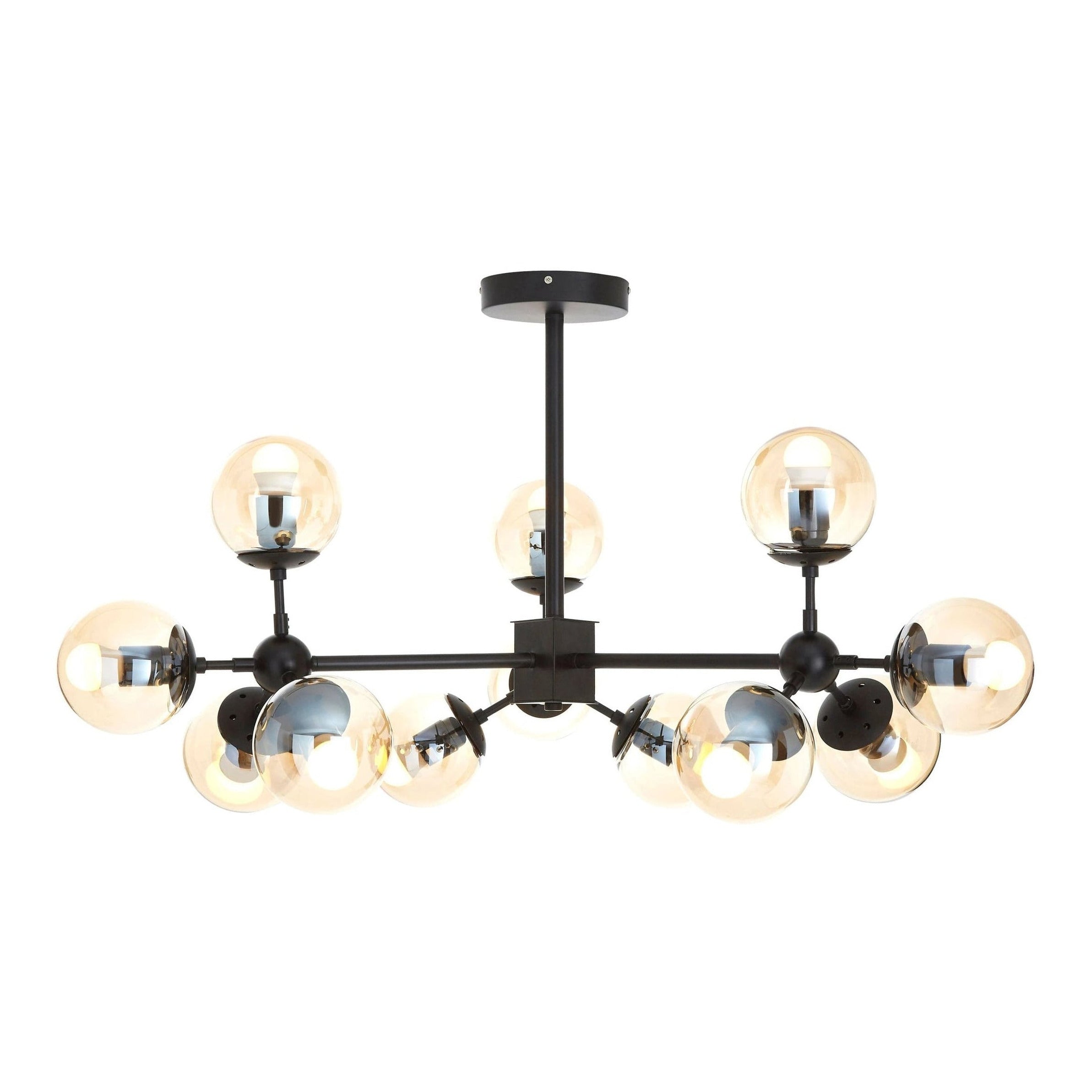 Stellar Matt Black 12 Arm Pendant Light