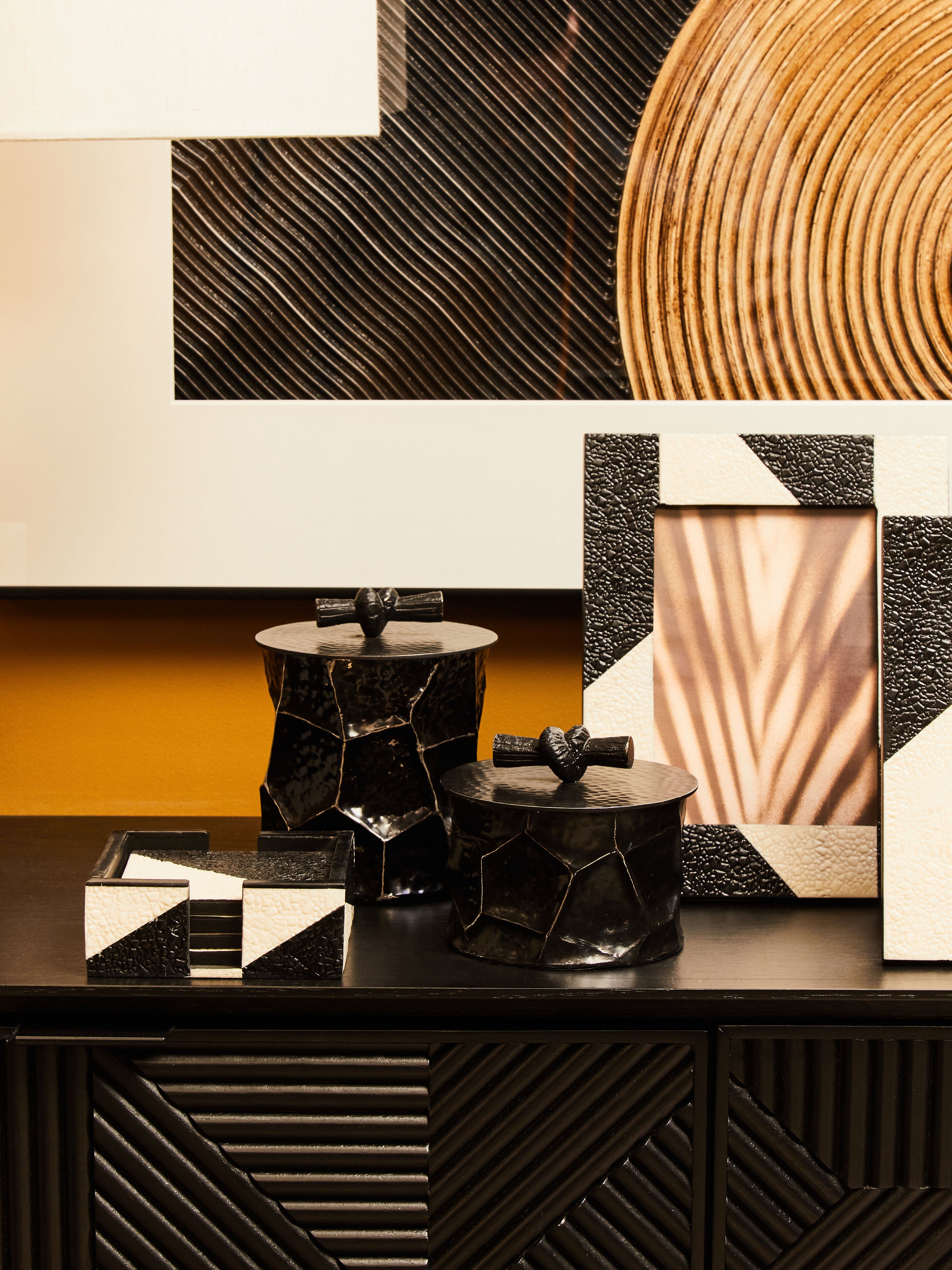 Koby Hammered Black Trinket Box | Large