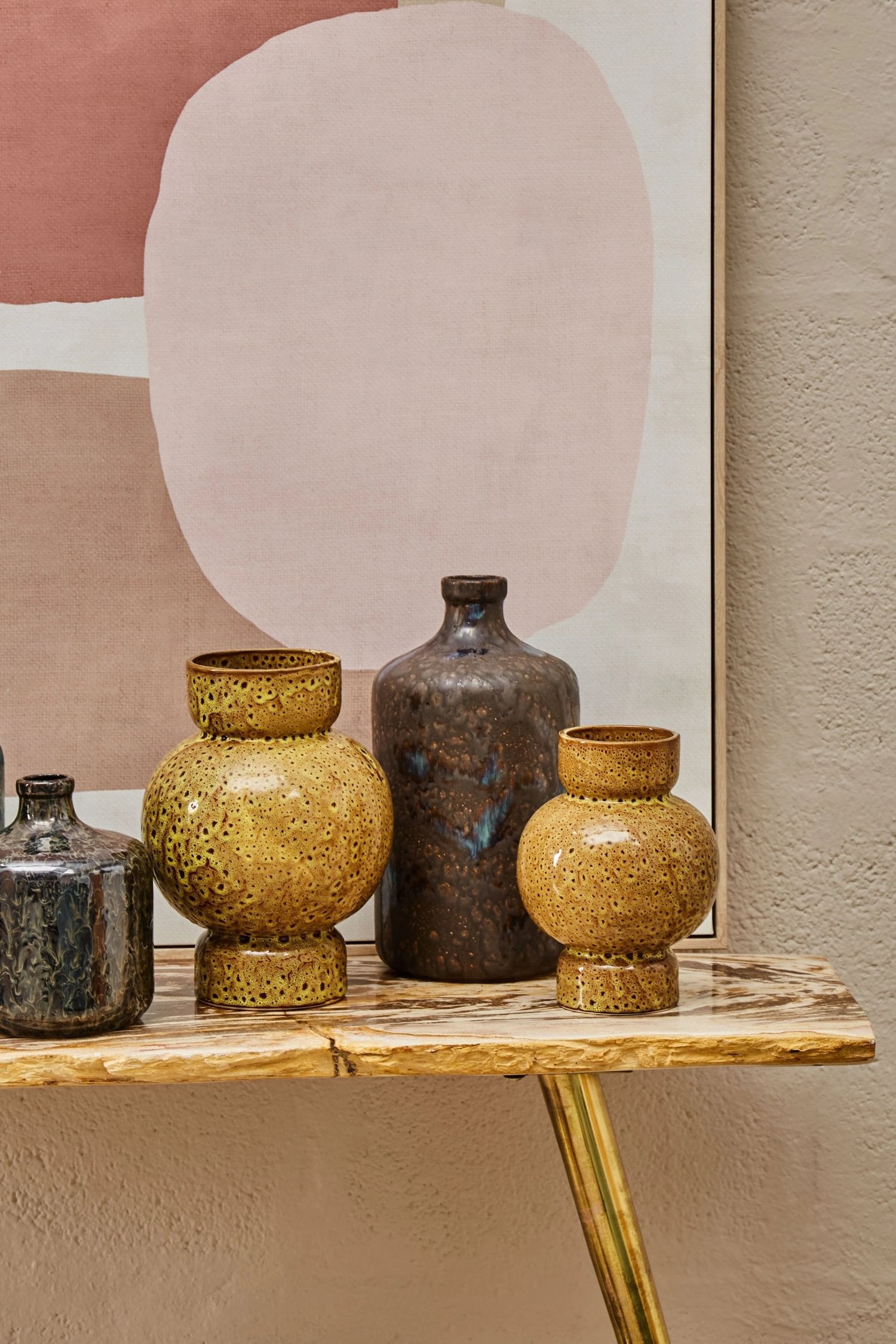 Contour Large Brown Stoneware Vase