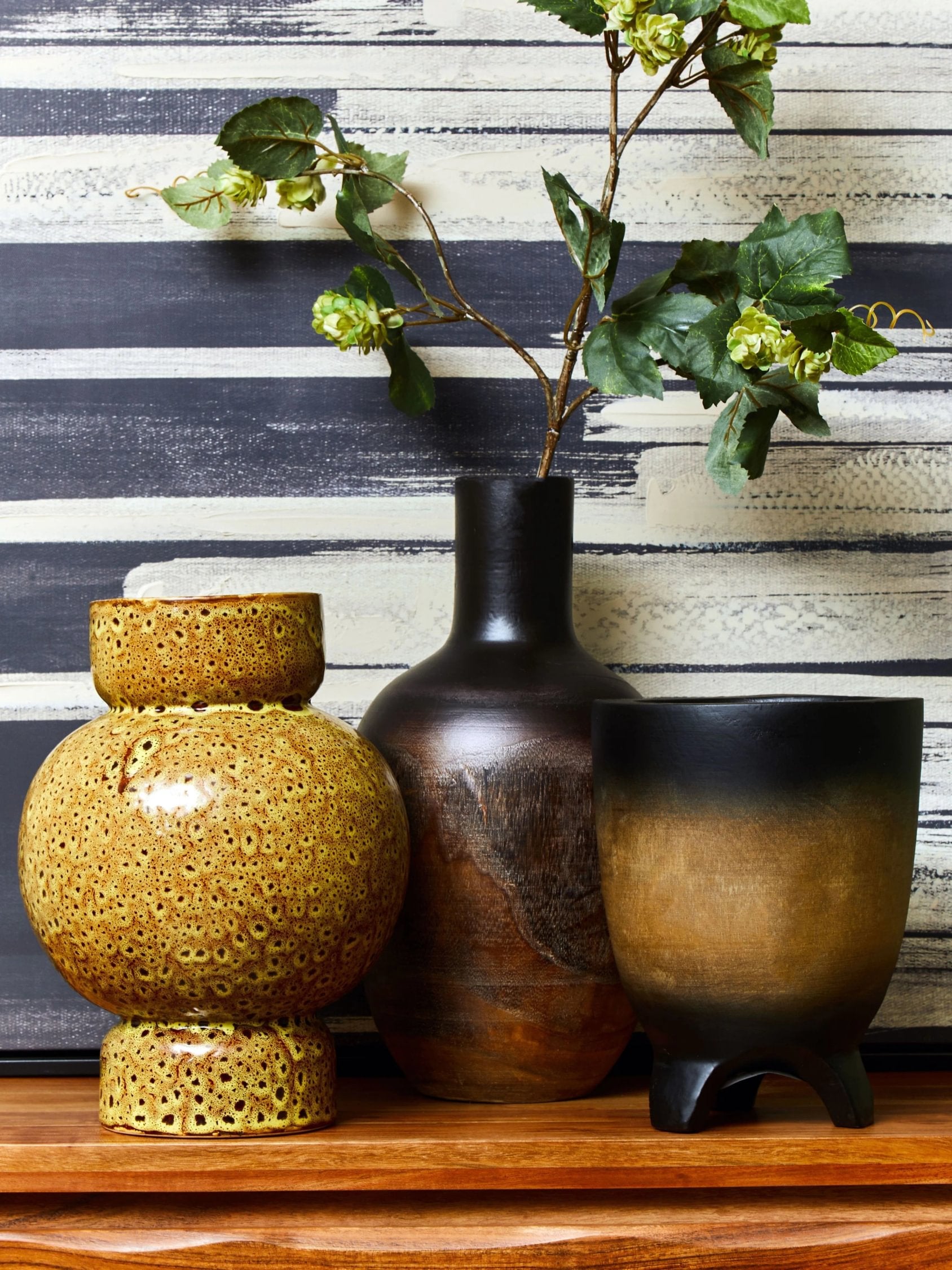 Contour Large Brown Stoneware Vase
