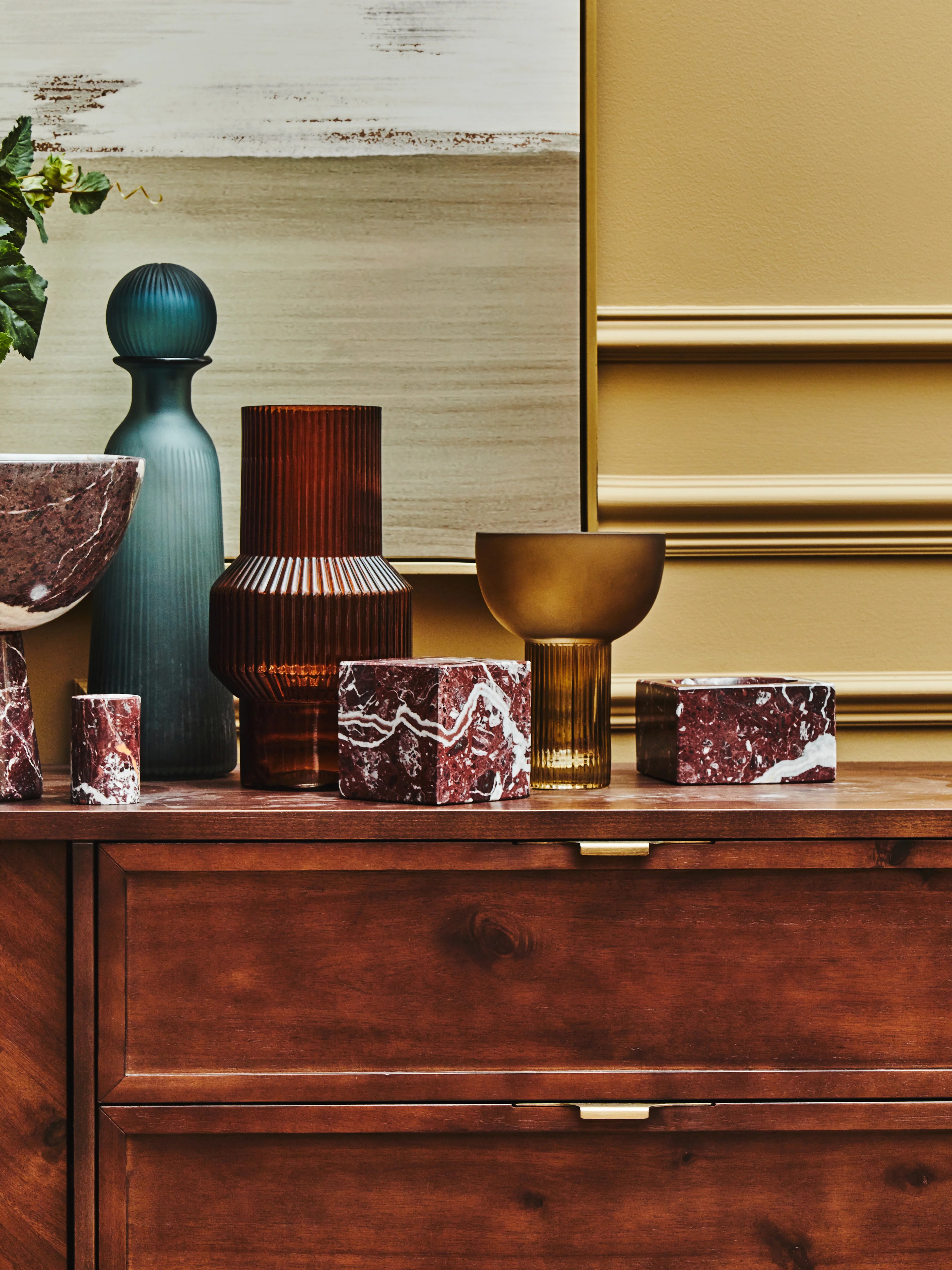 Romy Ochre Orange Ribbed Glass Vase | Small