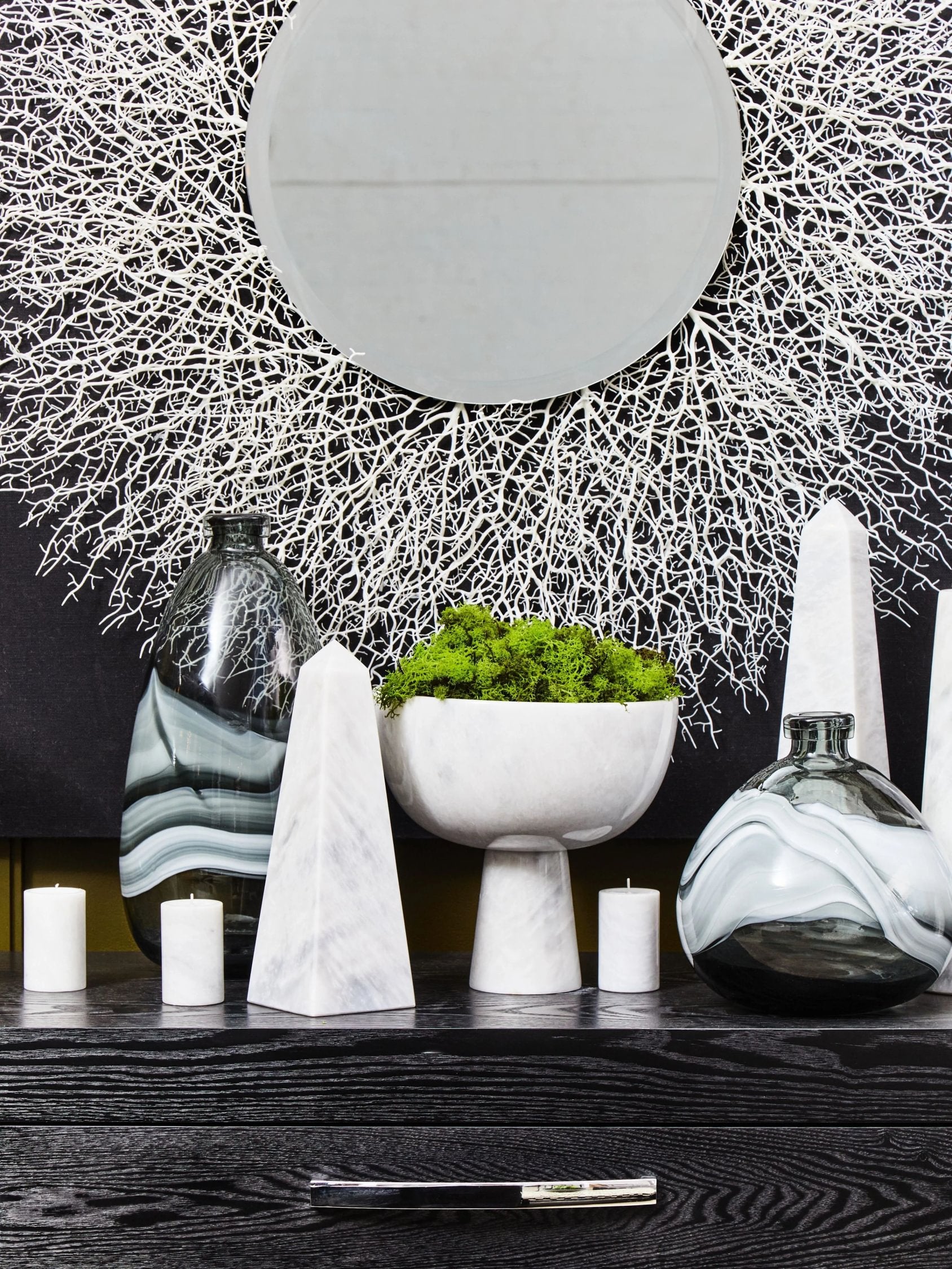 Whorl Large Grey Swirl Design Glass Bottle Vase