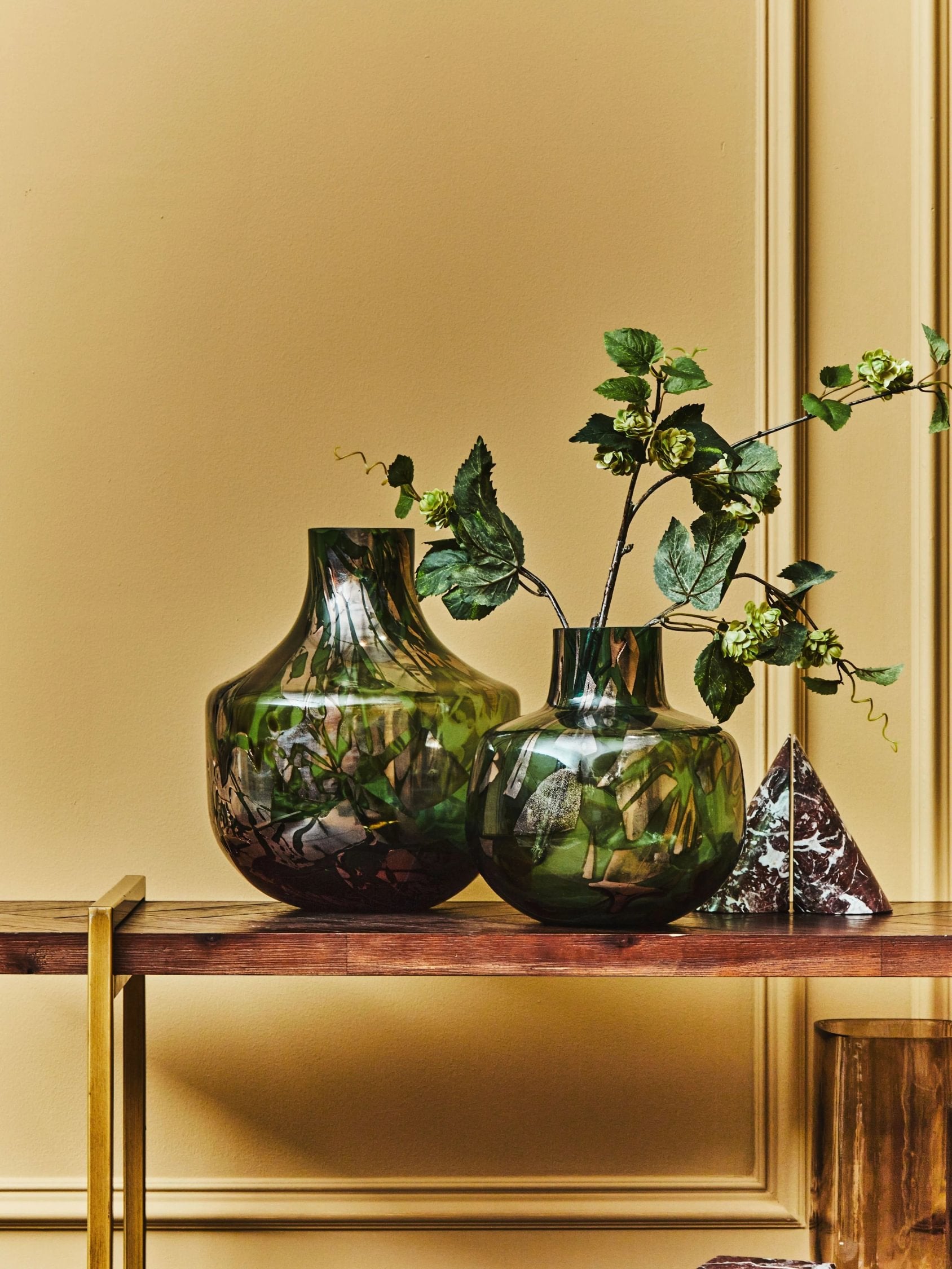 Alchemy Small Green & Gold Glass Vase