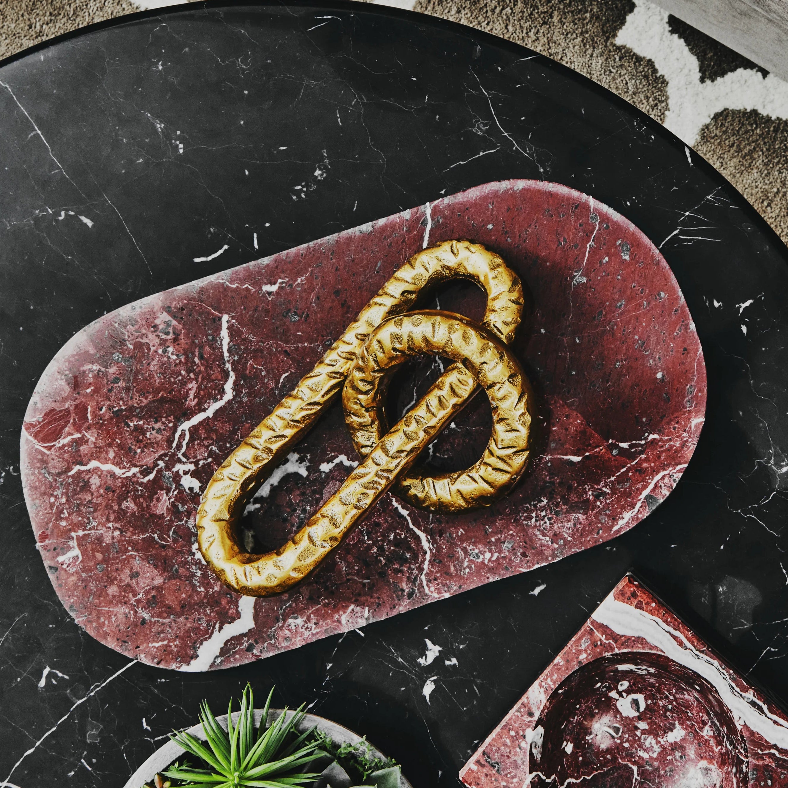 Addison Art Deco Hammered Gold Chain Sculpture