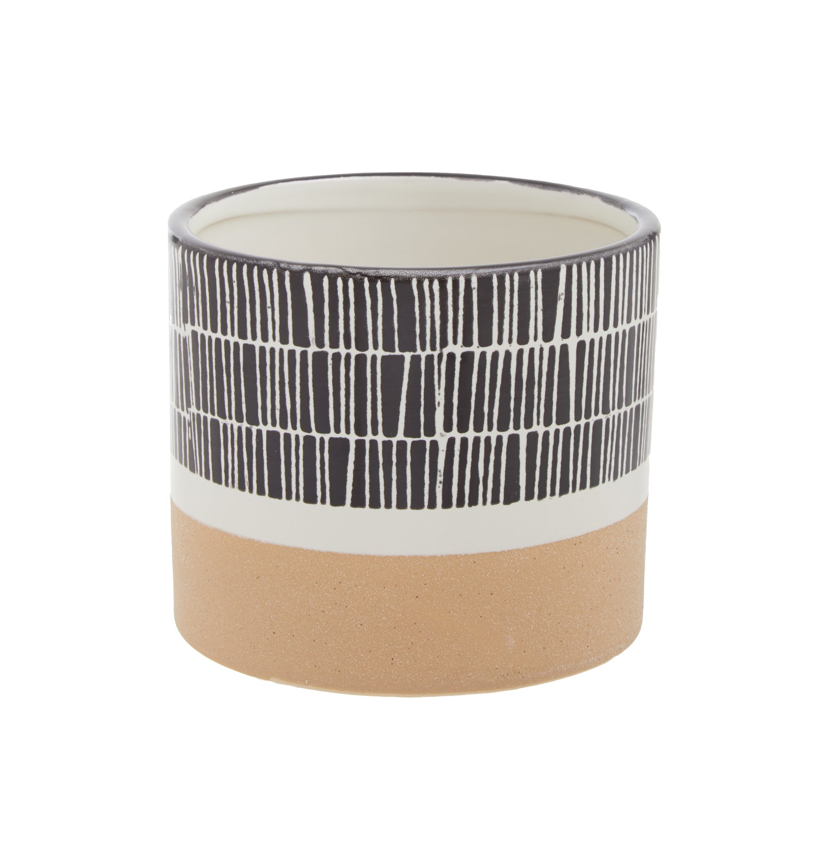 Carlo Natural Black & White Striped Planter | Small