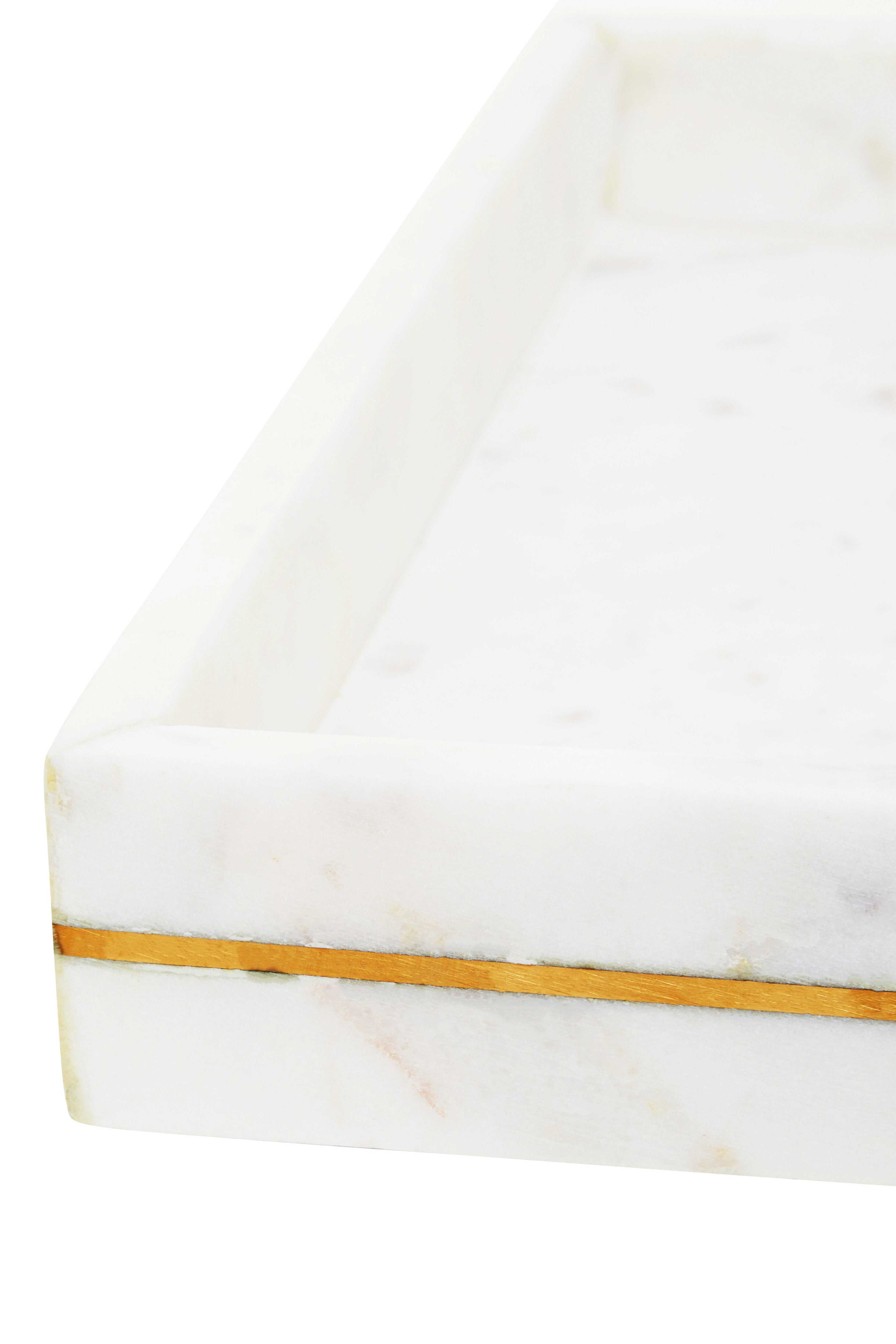 Edgar White Marble Gold Inlay Tray