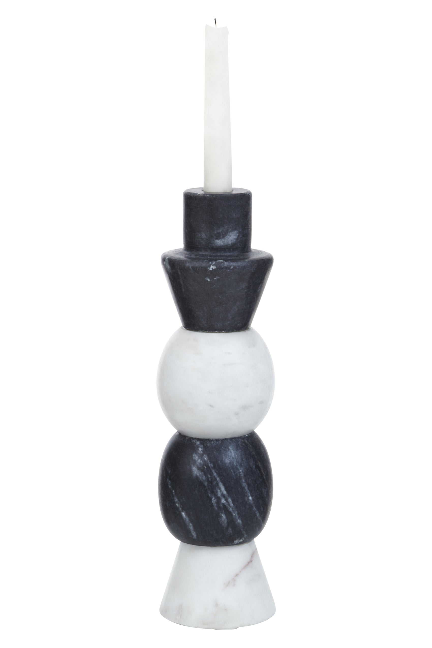Fondi Black & White Marble Layered Candle Holder