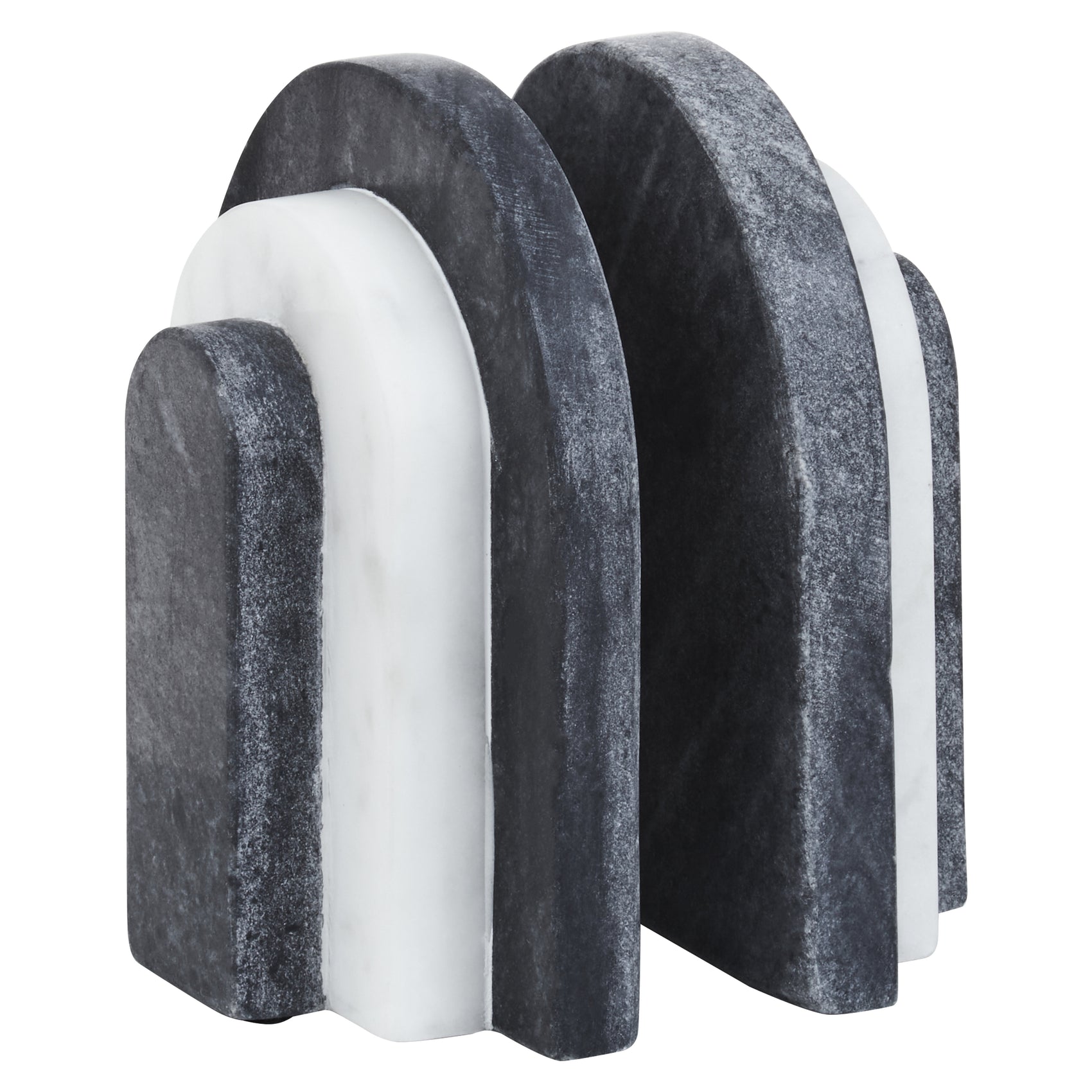 Fondi Black & White Marble Layered Bookends