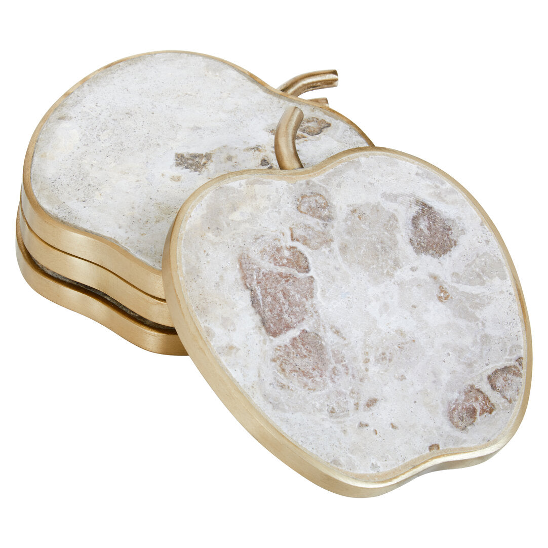 Organico Set of 4 Apple Shaped Marble Coasters