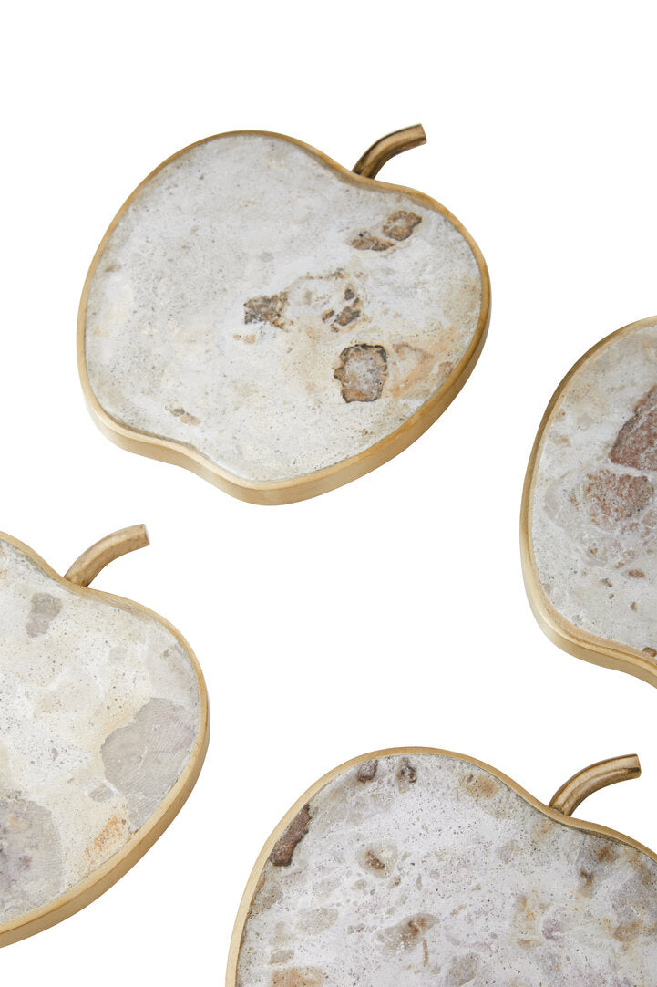 Organico Set of 4 Apple Shaped Marble Coasters