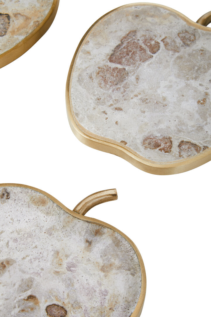 Organico Set of 4 Apple Shaped Marble Coasters