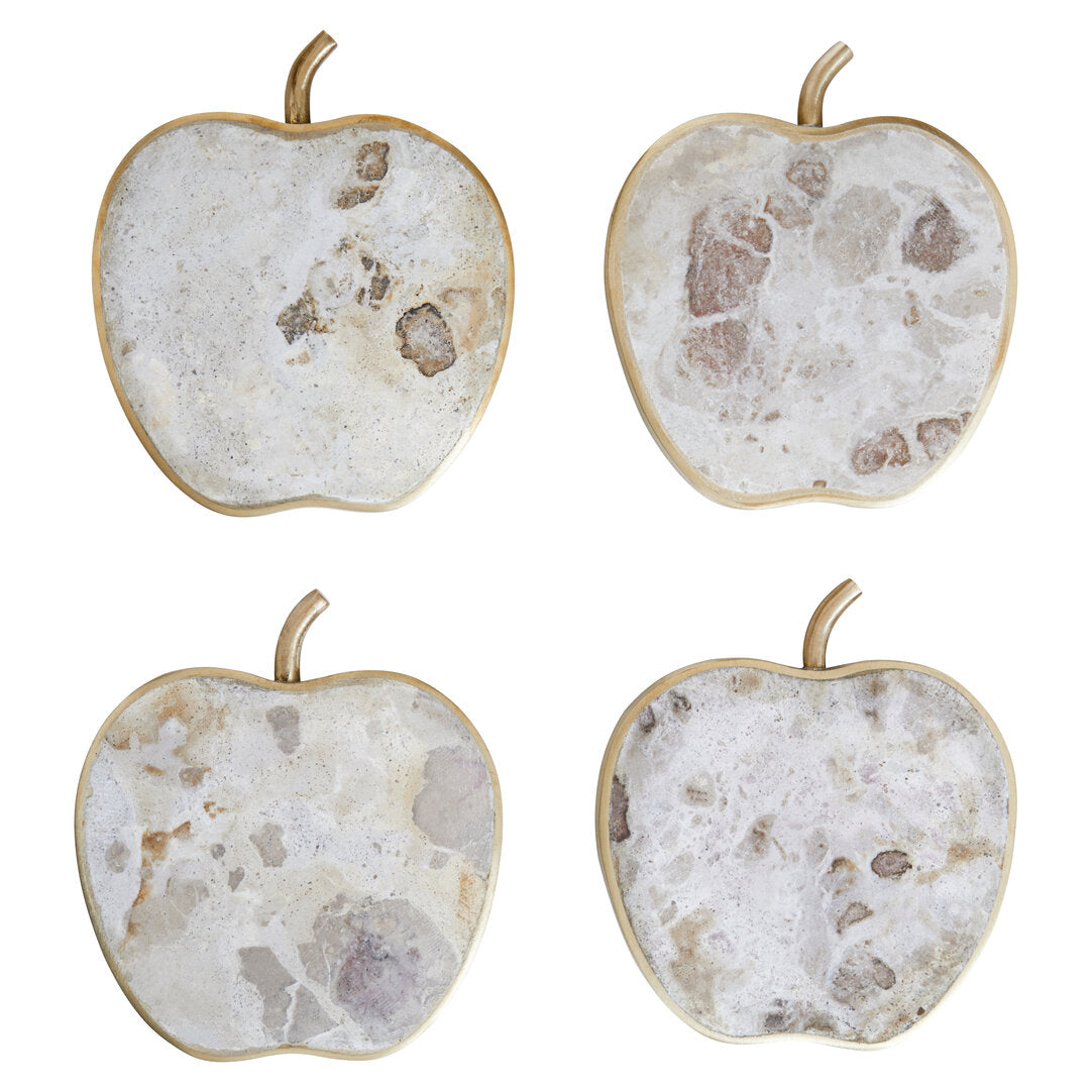 Organico Set of 4 Apple Shaped Marble Coasters