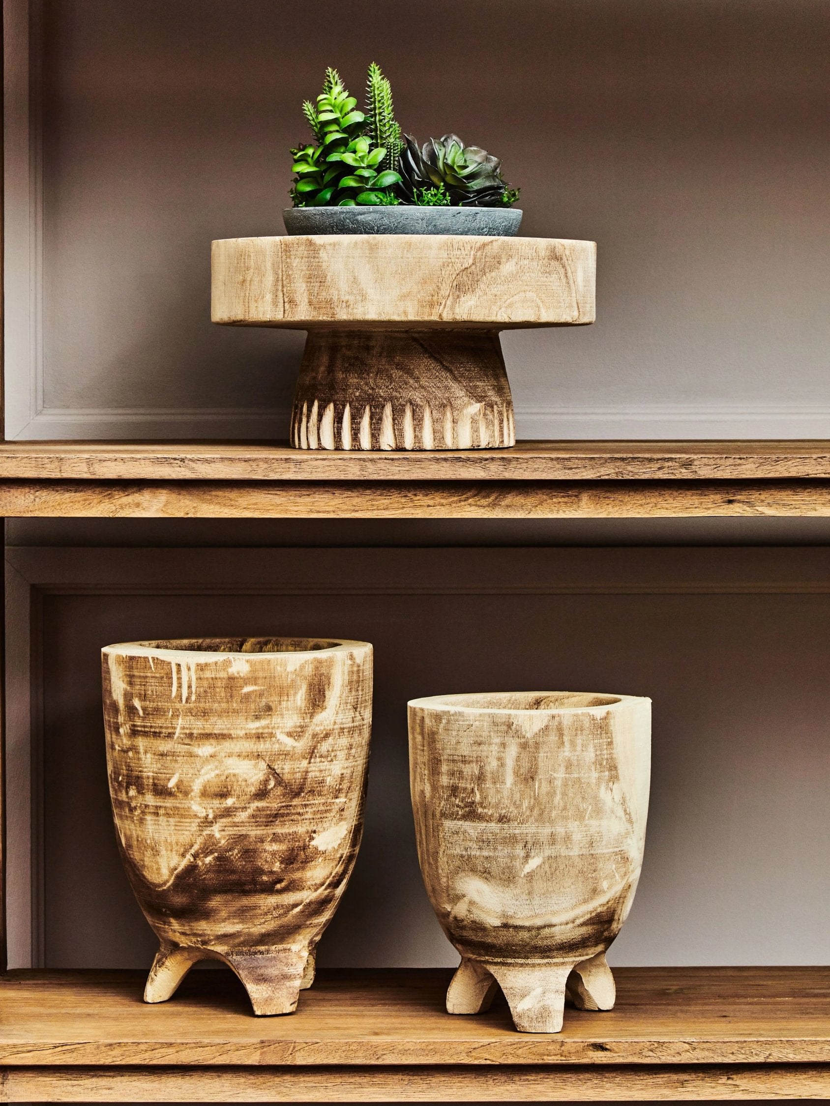 Woodland Small Natural Wood Planter