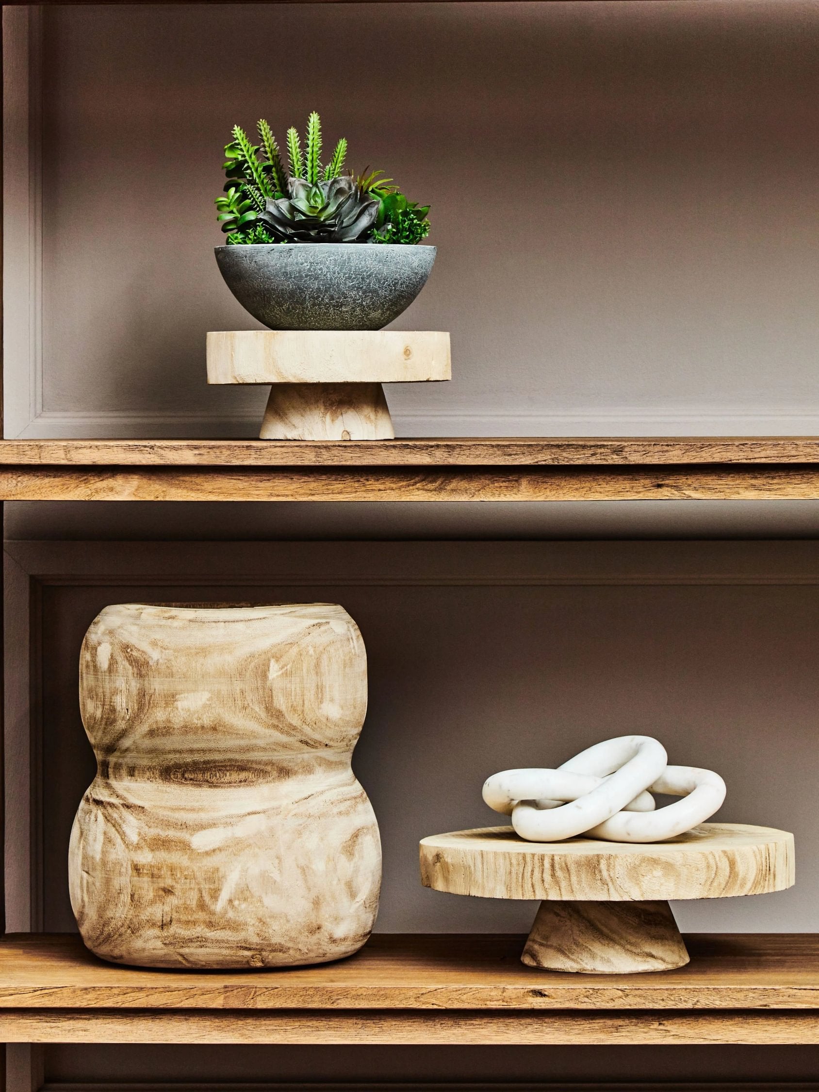 Woodland Natural Paulownia Wood Engraved Round Bowl