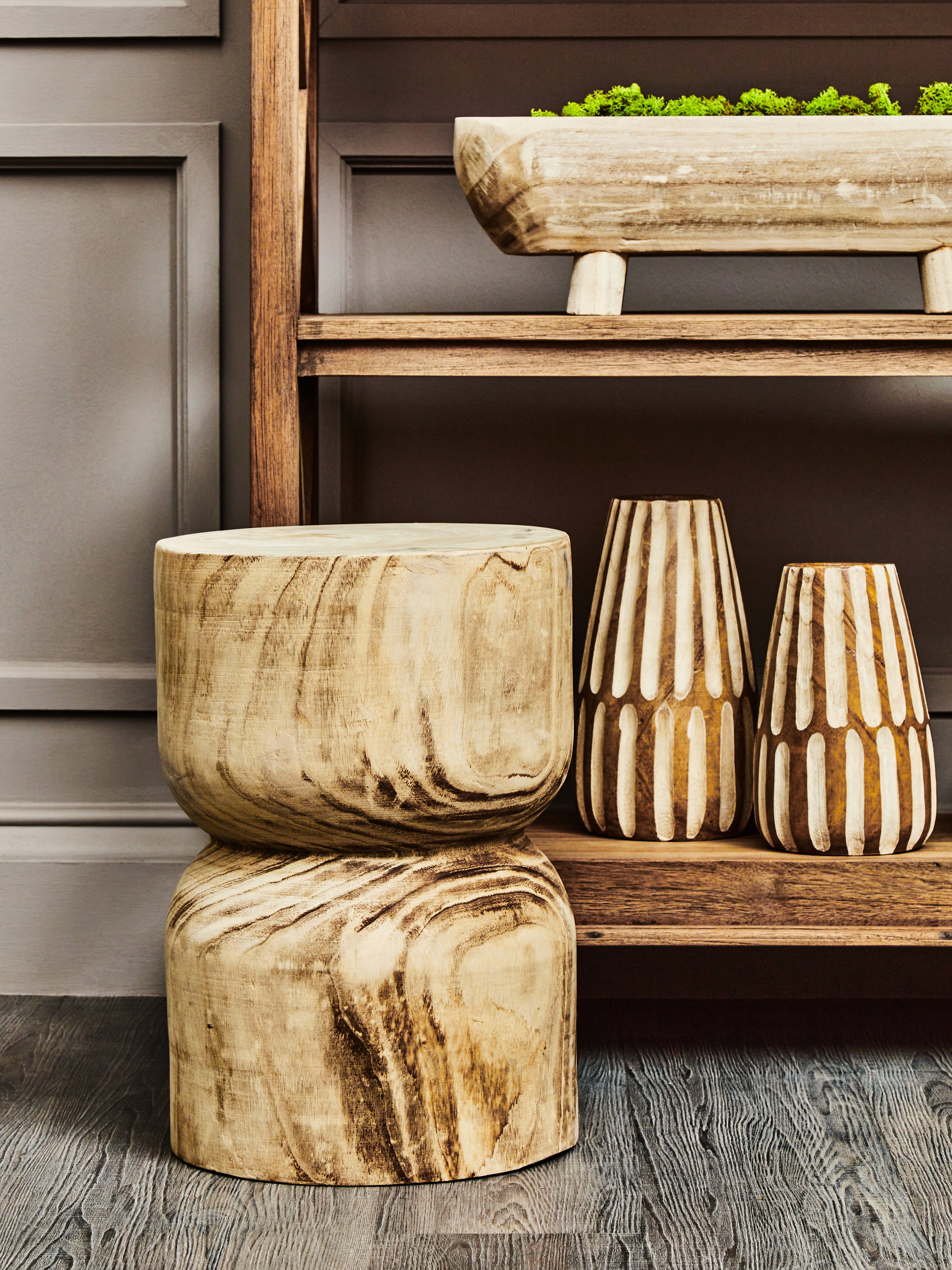 Harmony Small Brown & Natural Wooden Vase