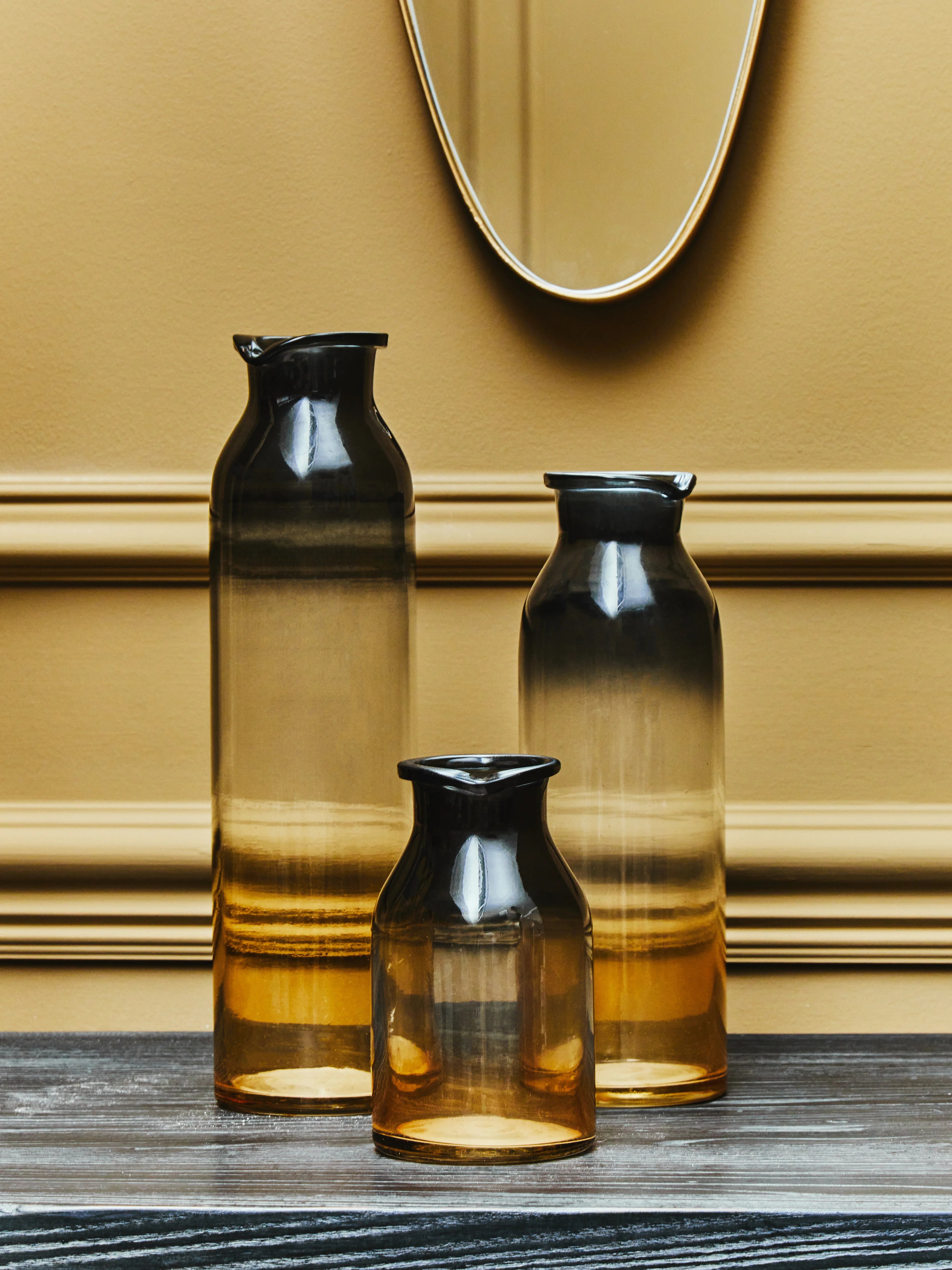 Piper Black & Gold Ombré Glass Vase | Large