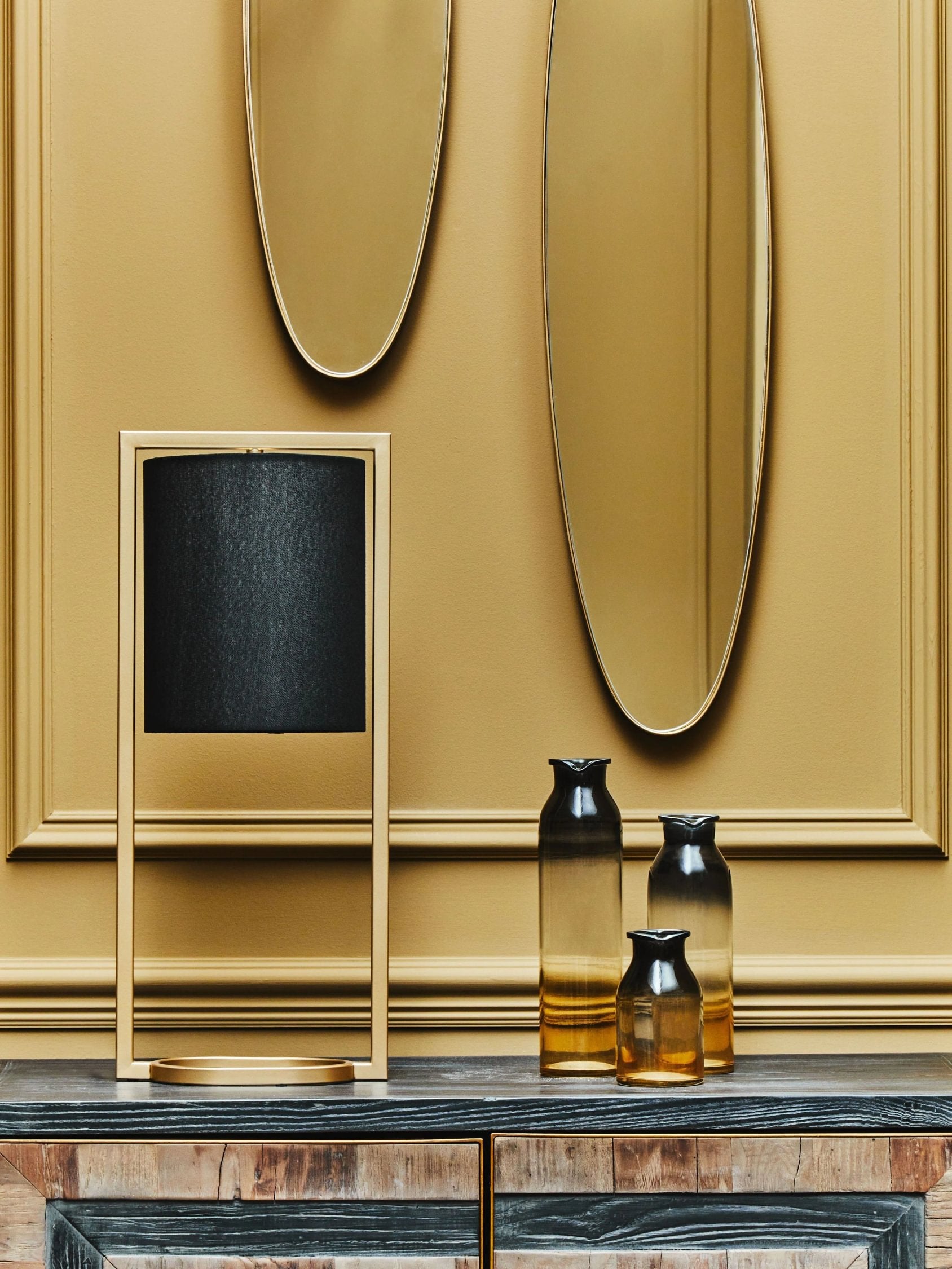 Nocturne Small Black & Gold Glass Vase