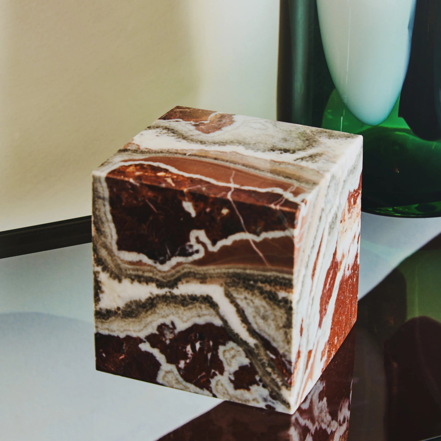 Toluca Red Marble Cube Ornament