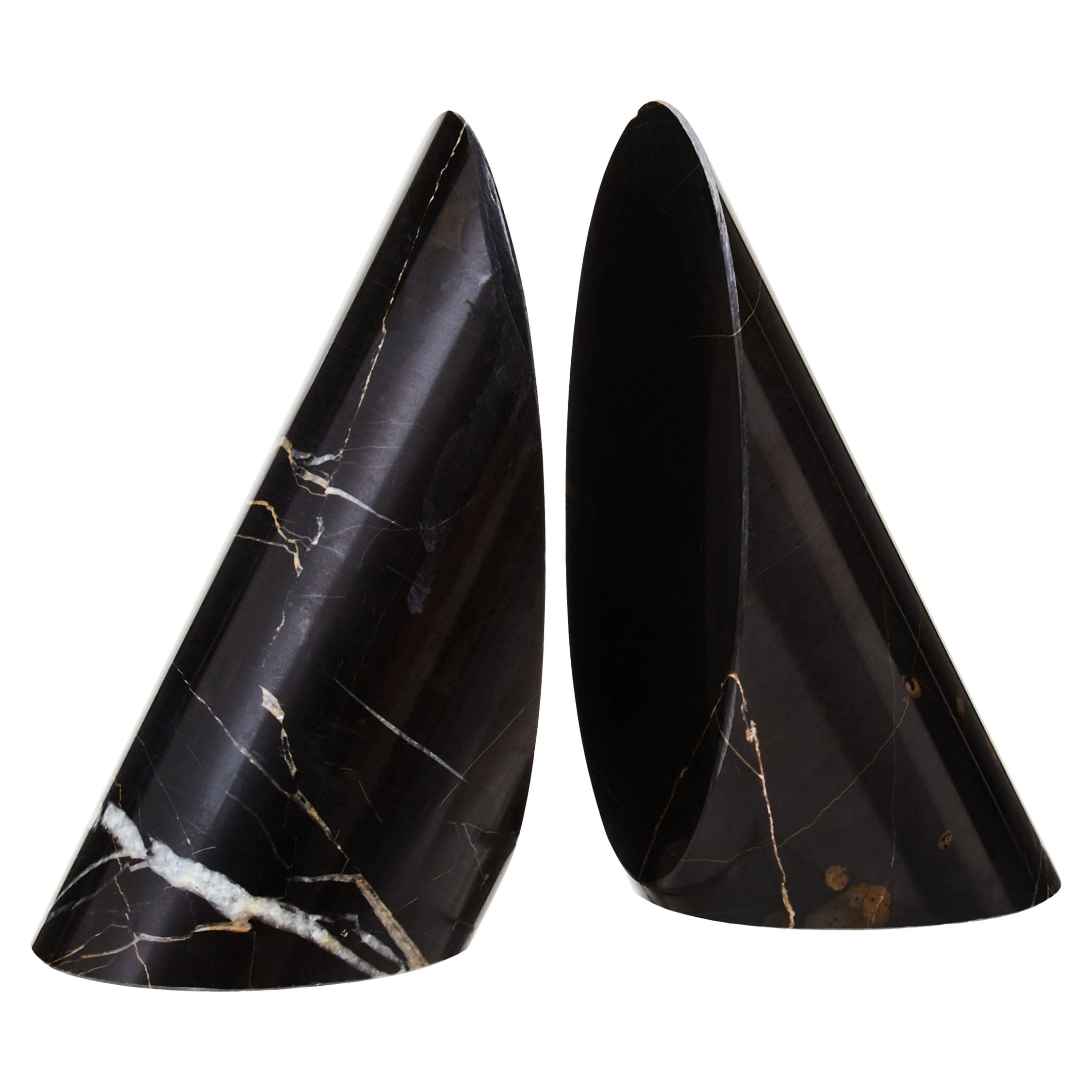 Set of 2 Siena Black Marble Bookends