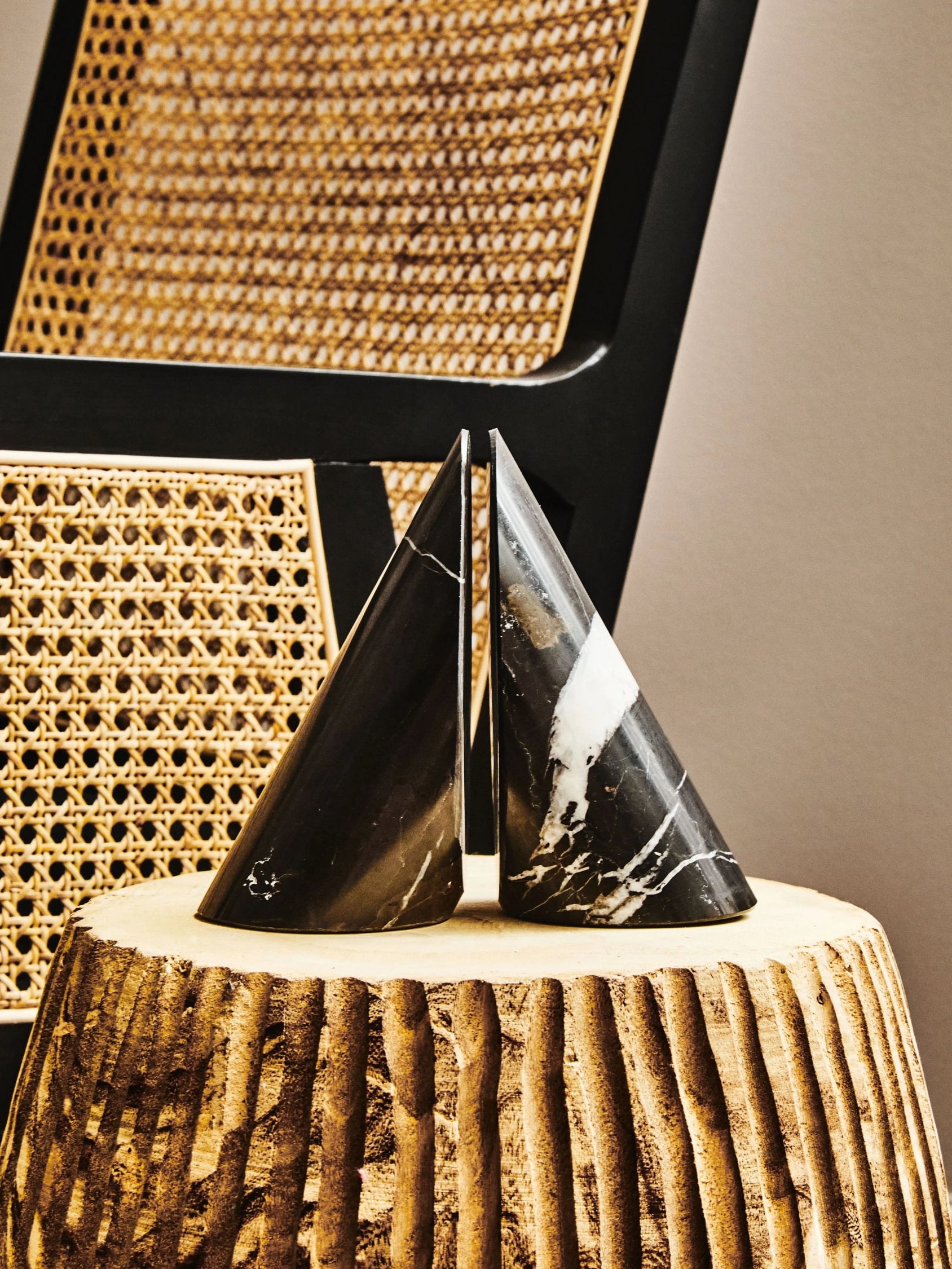 Set of 2 Siena Black Marble Bookends