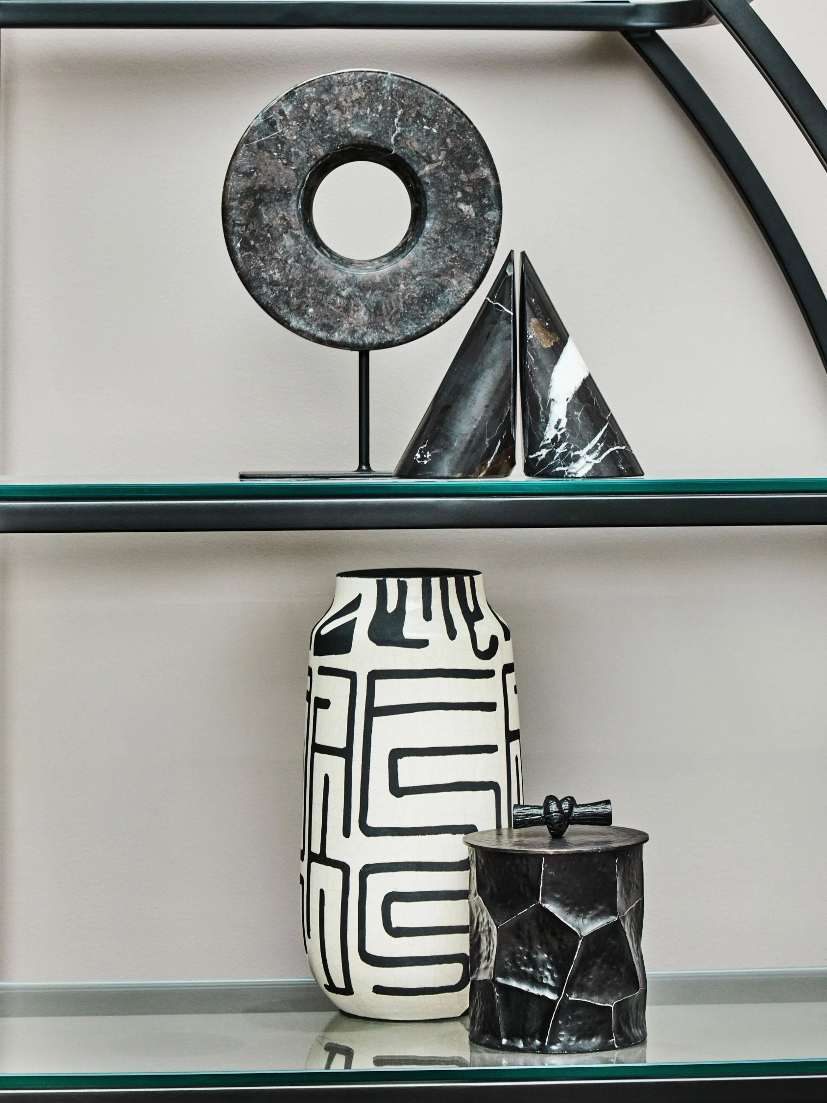 Set of 2 Siena Black Marble Bookends