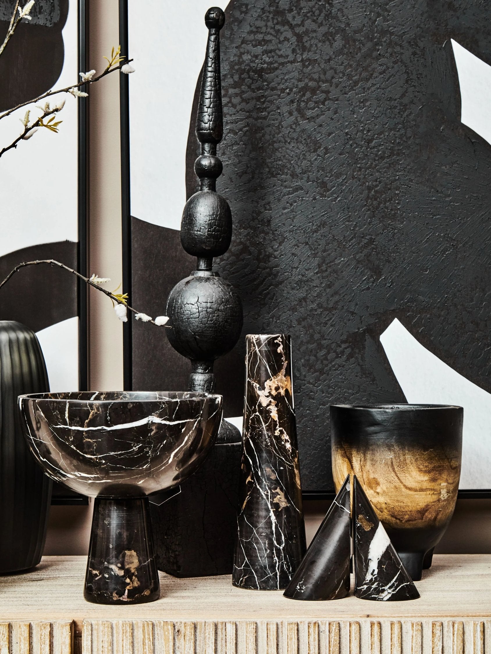 Set of 2 Siena Black Marble Bookends