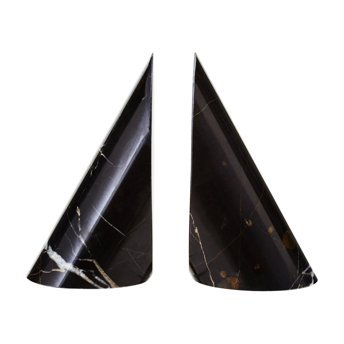 Set of 2 Siena Black Marble Bookends