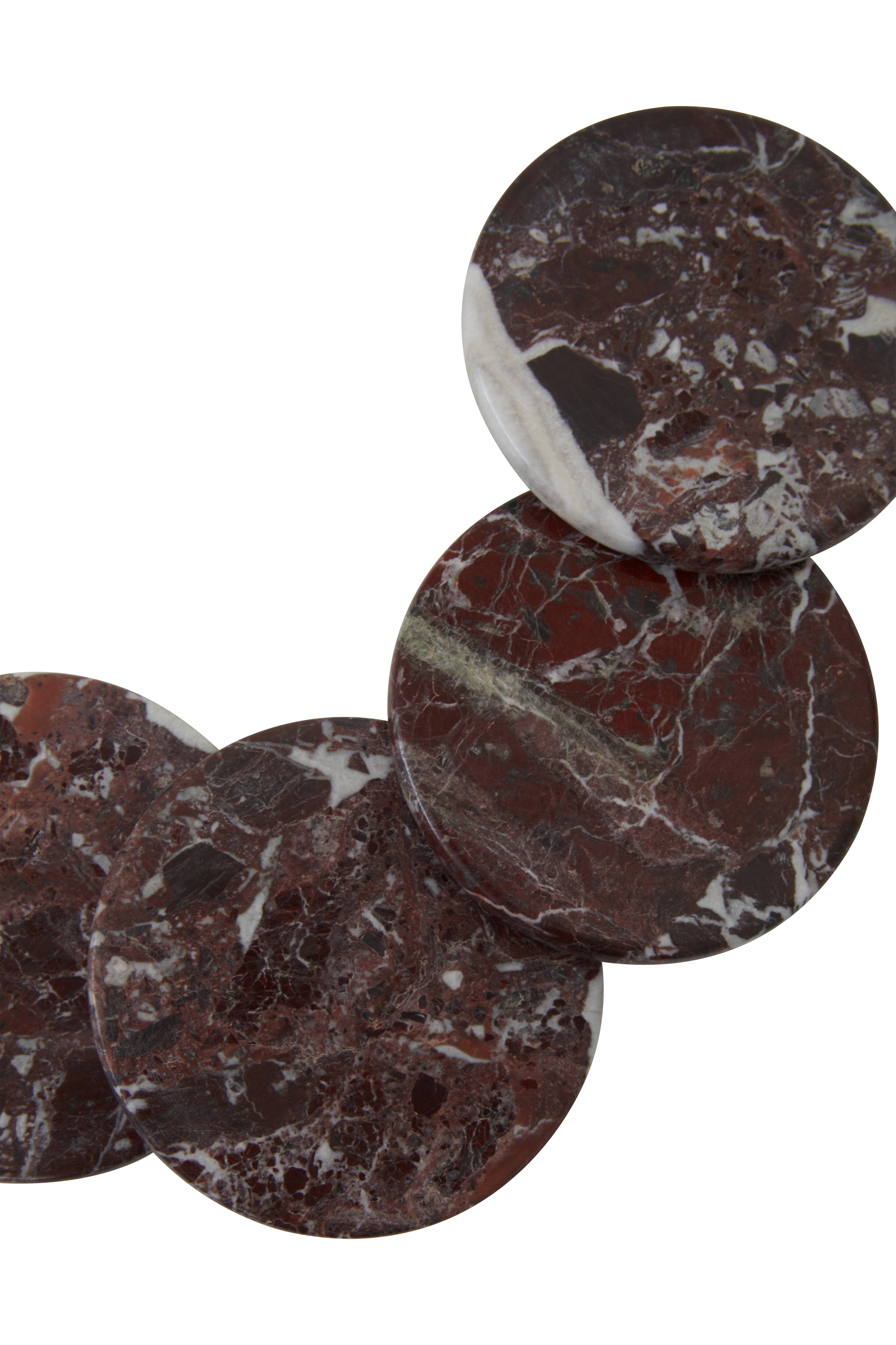 Set of 4 Toluca Red Marble Round Coasters